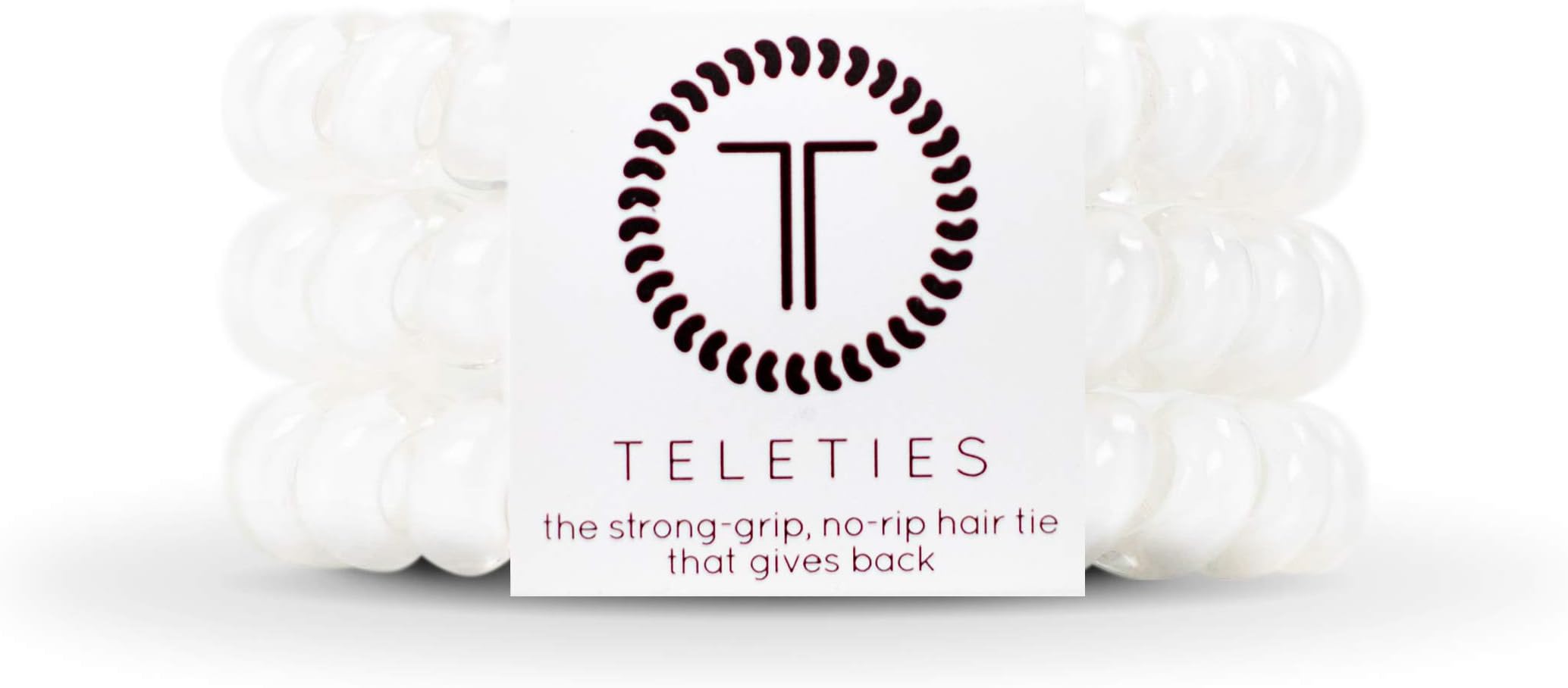 TELETIES - Spiral Hair Coils - Ponytail Holder Hair Ties for Women - Phone Cord Hair Ties - Strong Grip, No Rip, Water Resistant, No Crease Hair Tie Coils - 3 pack (Large, Coconut White)