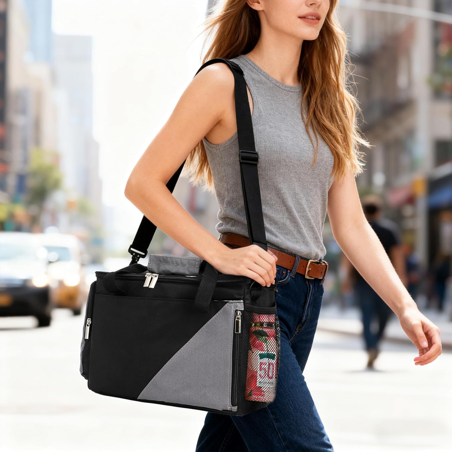 ZEAYEA 3 Cups Reusable Drink Carrier for Delivery, Portable Insulated Drink Caddy with Removable Dividers, Beverages Carrier Bag with Handle and Shoulder Strap for Take Out, Travel, Outdoor, Picnics - Image 6