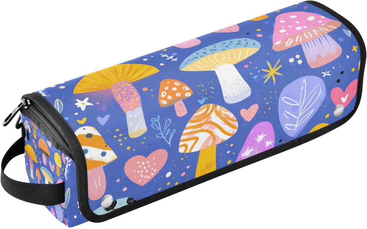 Hair Tool Travel Bag for Women with Removable Heat Resistant Mat Removable Hair Styling Accessories Organizer for Flat Iron Hot Tools and Haircare Accessories Cartoon Cute Mushroom Blue