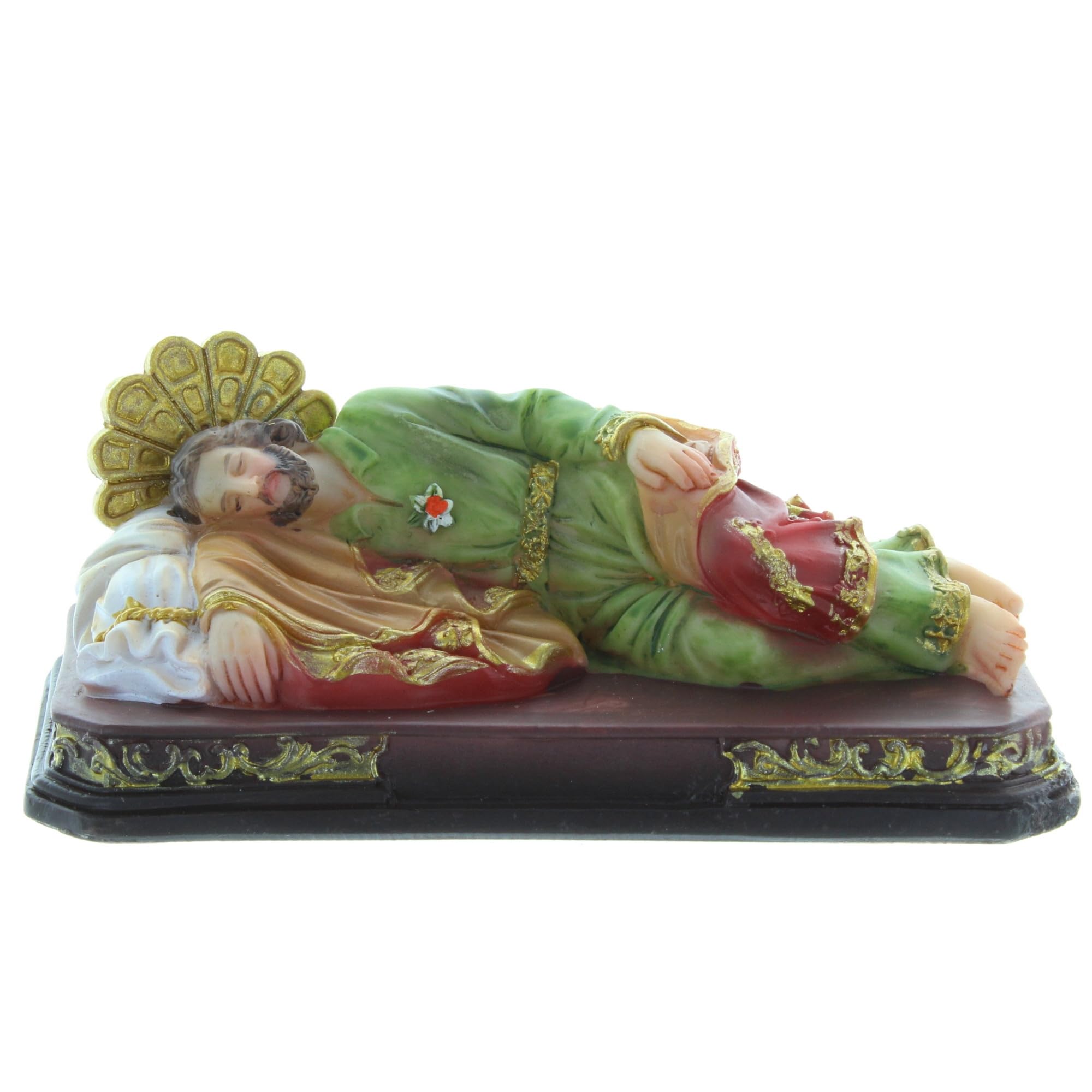 Palais Du Rosaire Brown St. Joseph Sleeping Statue In Coloured Resin 12 Cm – Statue Of Saints – Christian Worship Resin