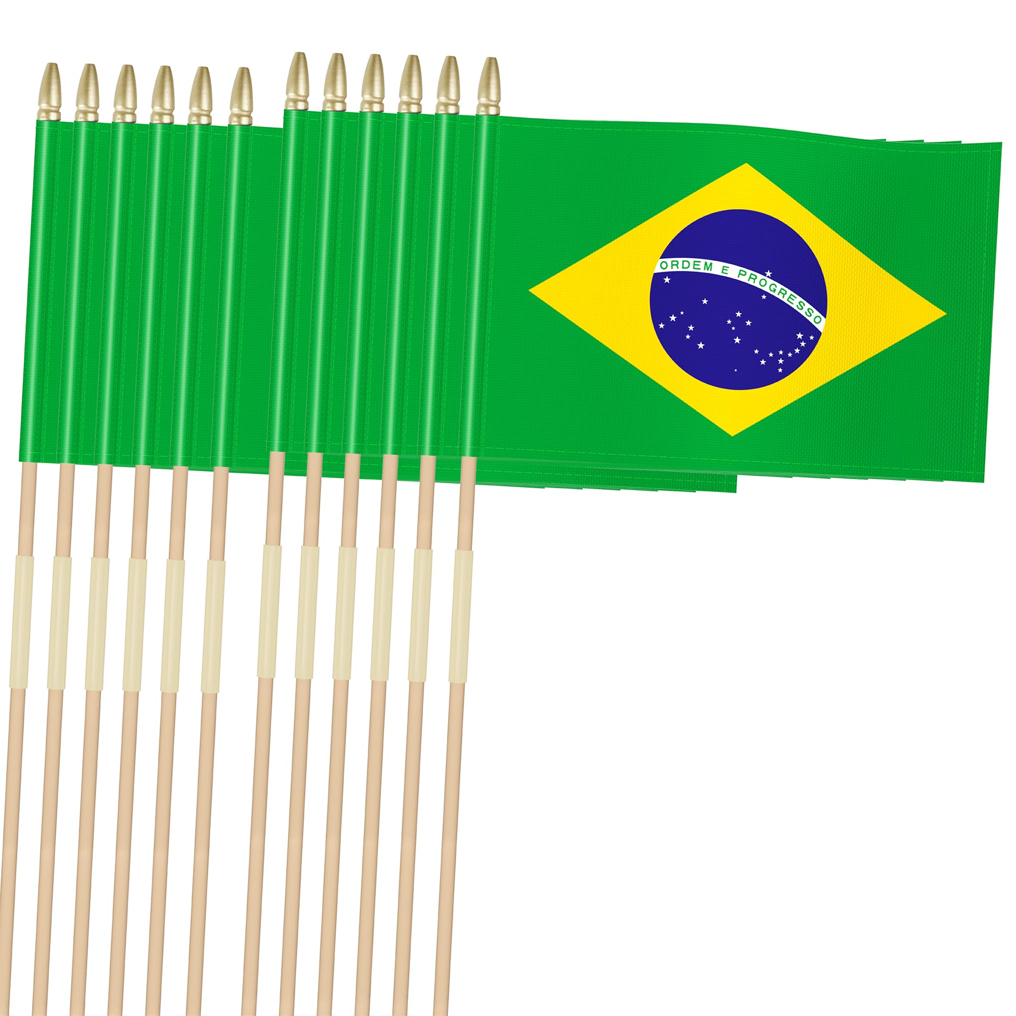 Drapeau brésilien en tissu Oxford 300D robuste lot de 12 pour extérieur