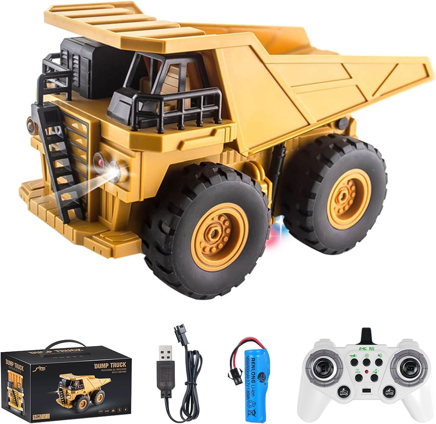 Remote Control Dump Truck, 2.4Ghz 6 Channel RC Construction Vehicle Toy with Lights Music, Electric Transport Garbage Truck Toys for Teen Birthday Gift