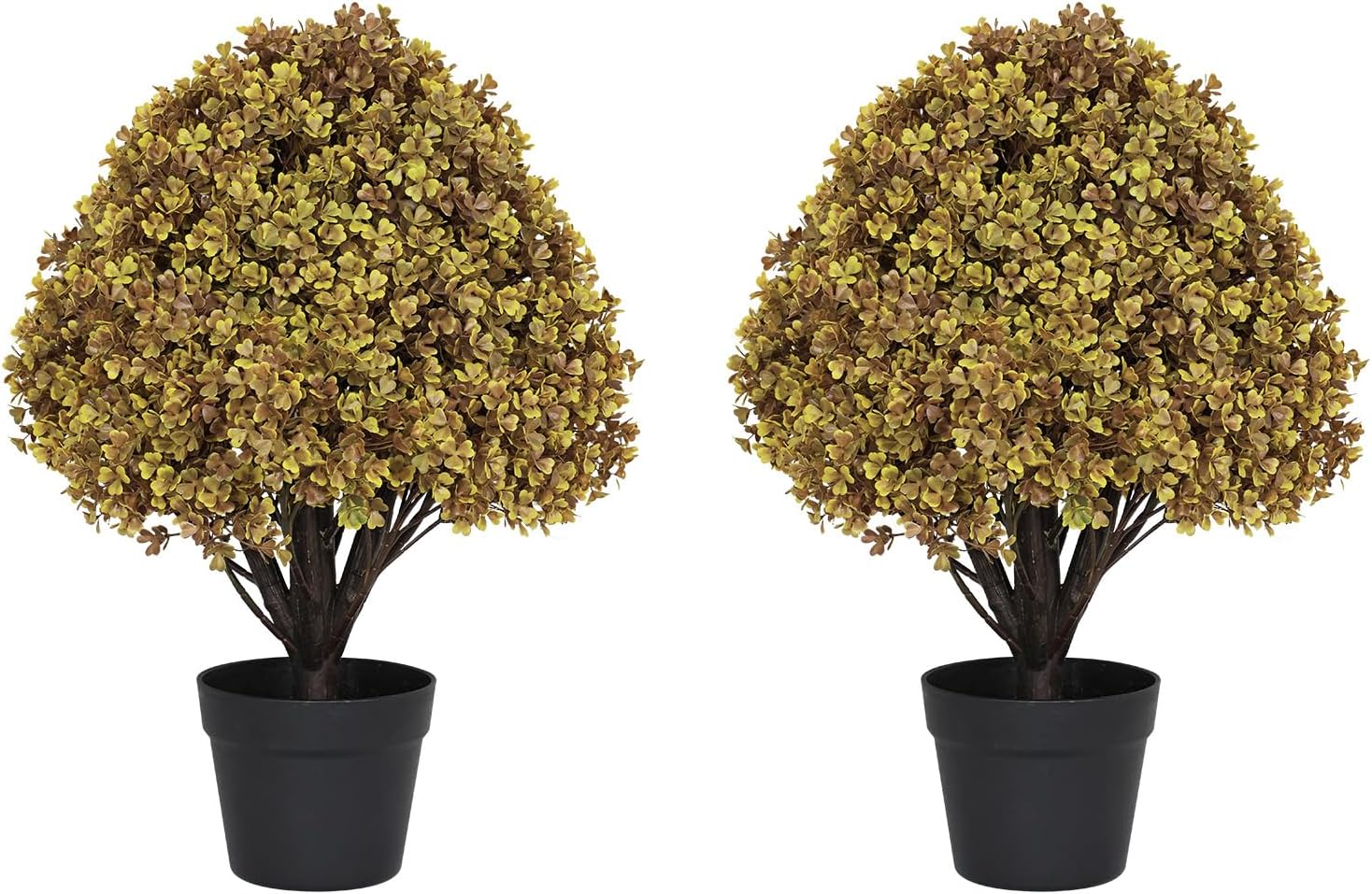 24" Artificial Boxwood Fall Topiary Trees, Faux Plants Outdoor Set of 2