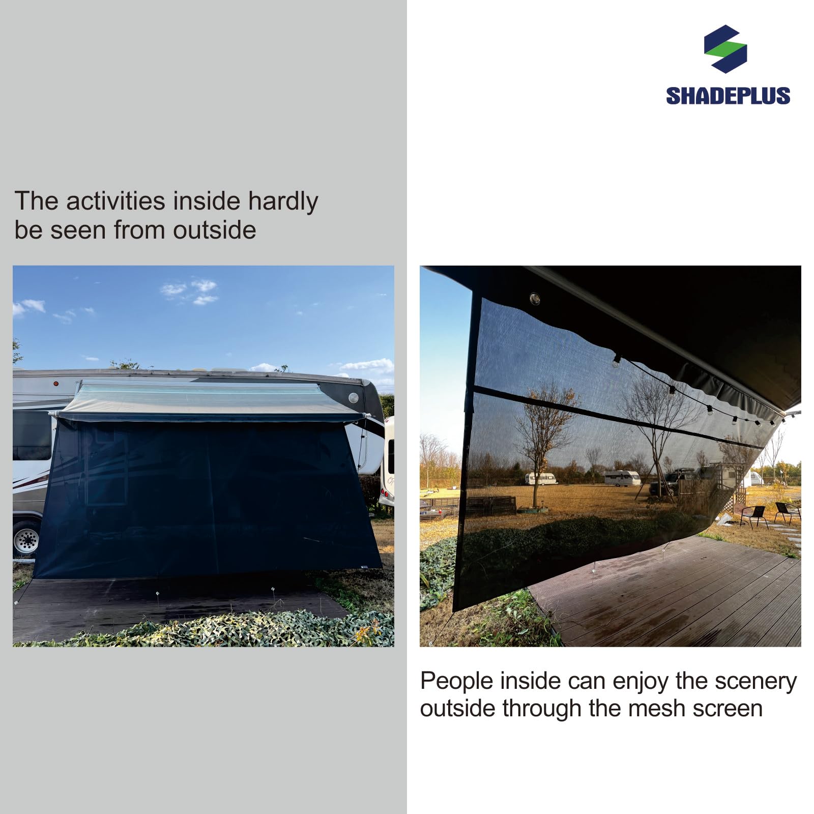 Tenda Parasole Laterale Per Camper 2,8x1,8m, Rete Nera Anti-UV, Protezione Privacy, Adatta A Dometic, Fiamma, Lippert E Altre Marche