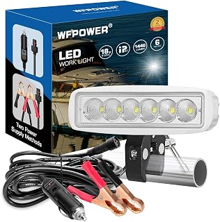 WFPOWER LED Boat Lights With Mounting Clamp, Flexible 6.3inch Super Bright Waterproof Marine Spotlights Flood Light Two Way Power 12V 24V LED Light Bar for Kayak Bass Jon Fishing T-Top Deck Truck