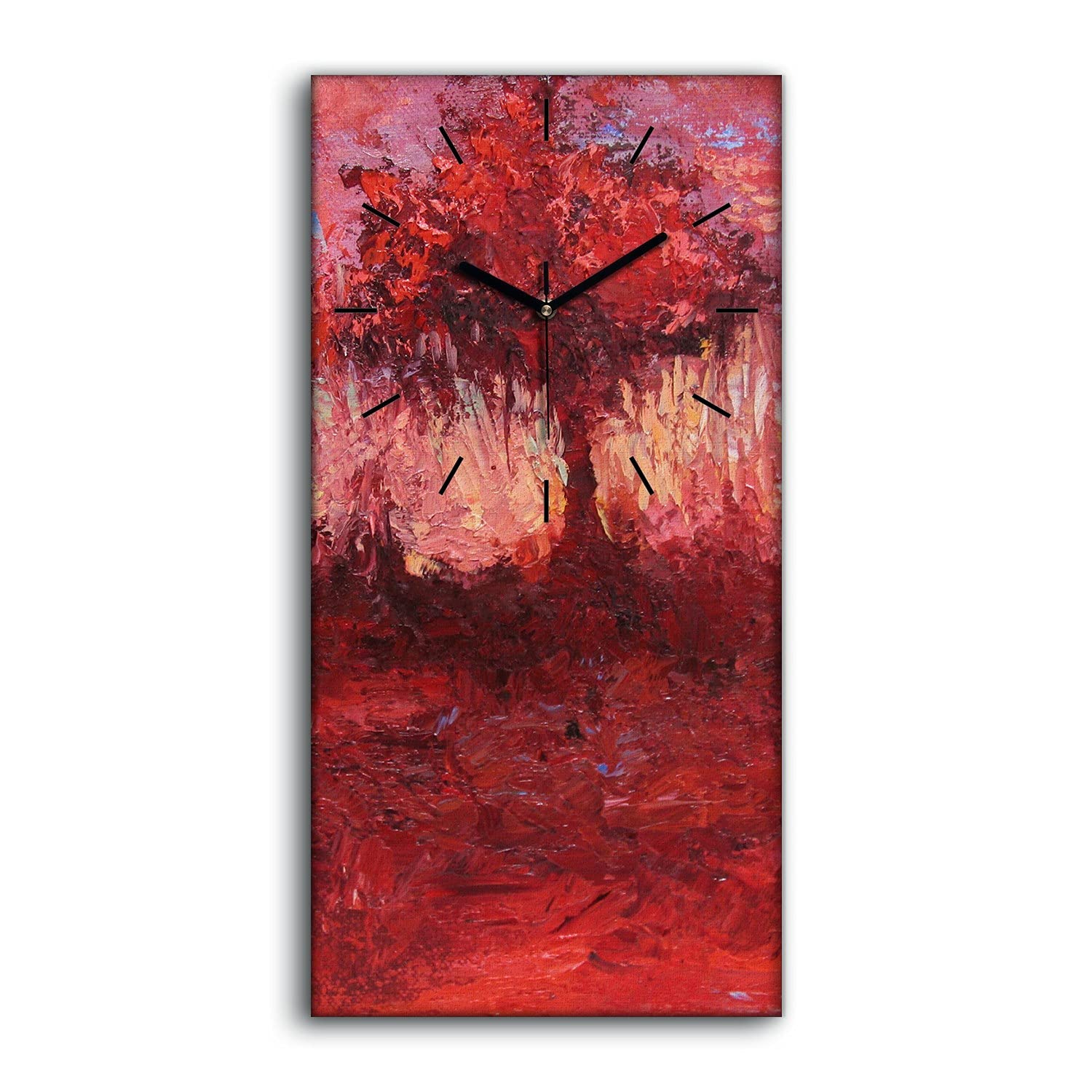 Horloge sur Toile Arbre Rouge pour Créer une Ambiance Zen dans Votre Salon