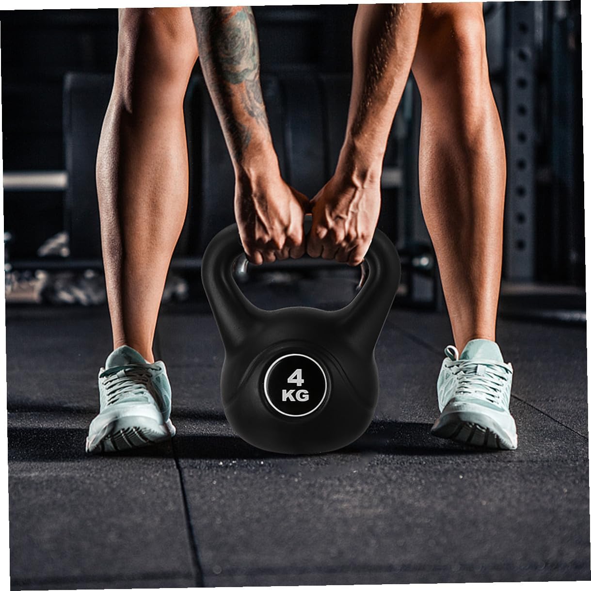 Cabilock Plastic Kettlebell 4kg Black Pe Material Fitness Accessory for Arm Muscle Training and Deep Squat Exercise at Home Or Gym