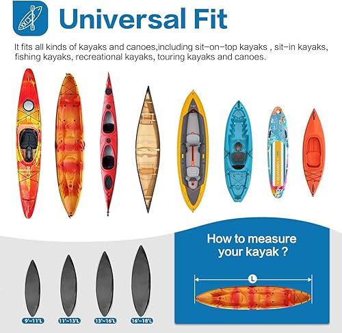Miniatura 6 de Funda para kayak 300D de 11 a 13 pies, cubierta de tabla de remo para almacenamiento al aire libre, impermeable, protección UV, cubierta de lancha