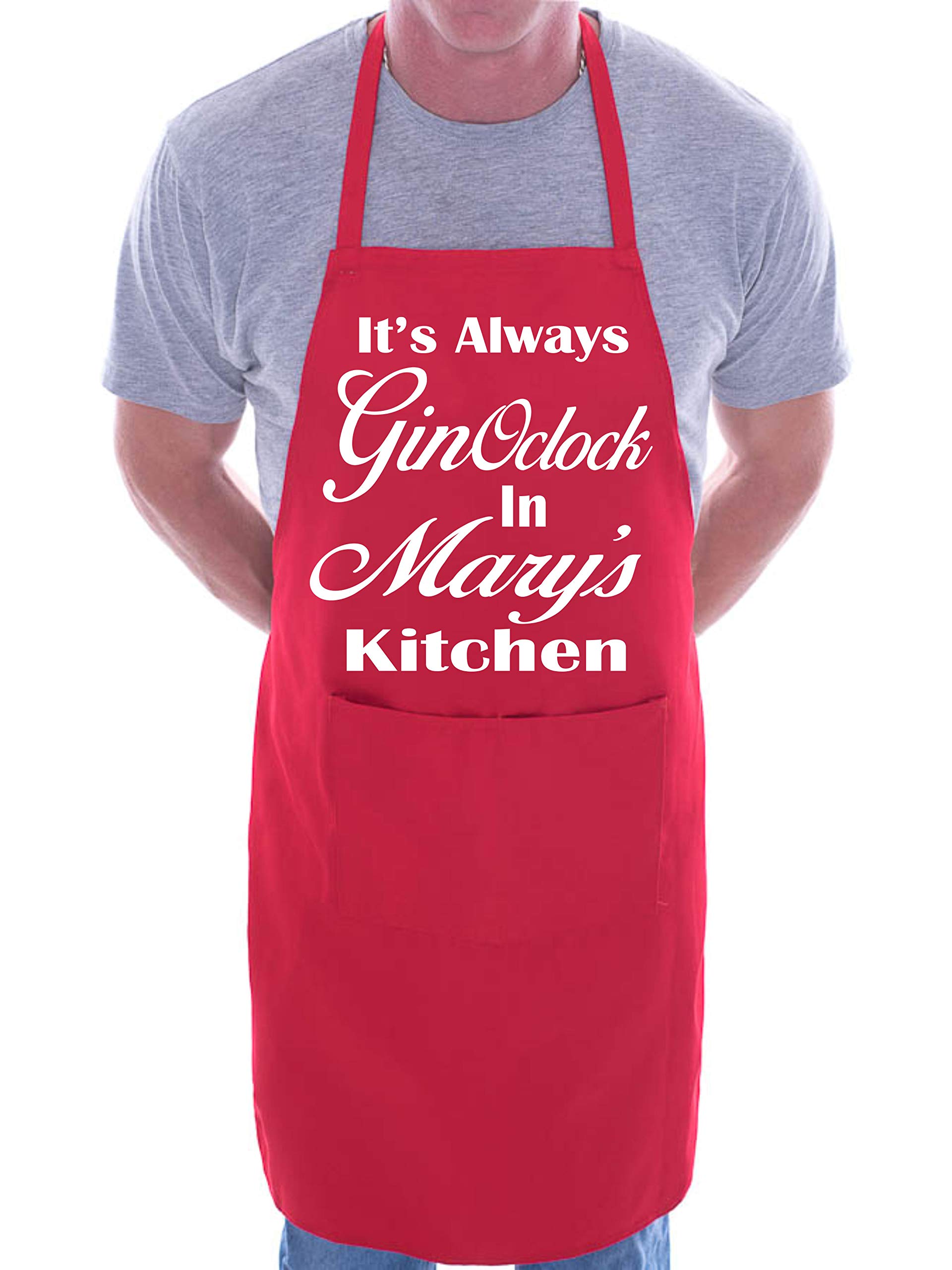 Print4u Men's Red Gin O'clock In Mary's Kitchen Personalised Apron