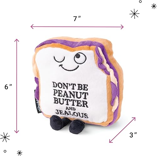 Miniatura 2 de Punchkins - Peluche de sándwich con texto en inglés "Don't Be Peanut Butter and Jealous Sandwich" - Divertido regalo de broma de elefante blanco