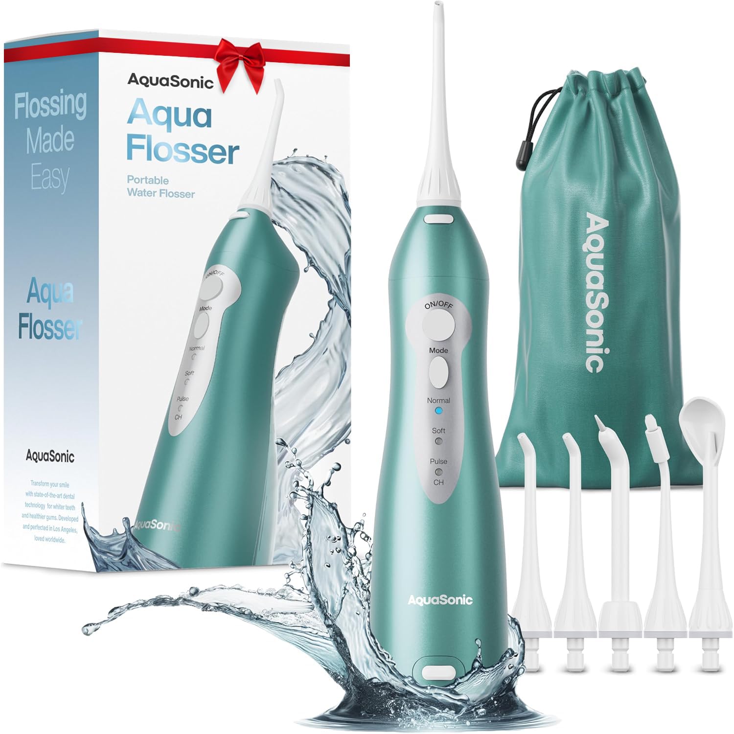 AquaSonic Water Flosser - Cordless Rechargeable Water Flossers for Teeth Cleaning - Waterproof Aqua Flosser, Portable Oral Irrigator for Dental Cleaning with 5 Jet Tips – Braces Home Travel