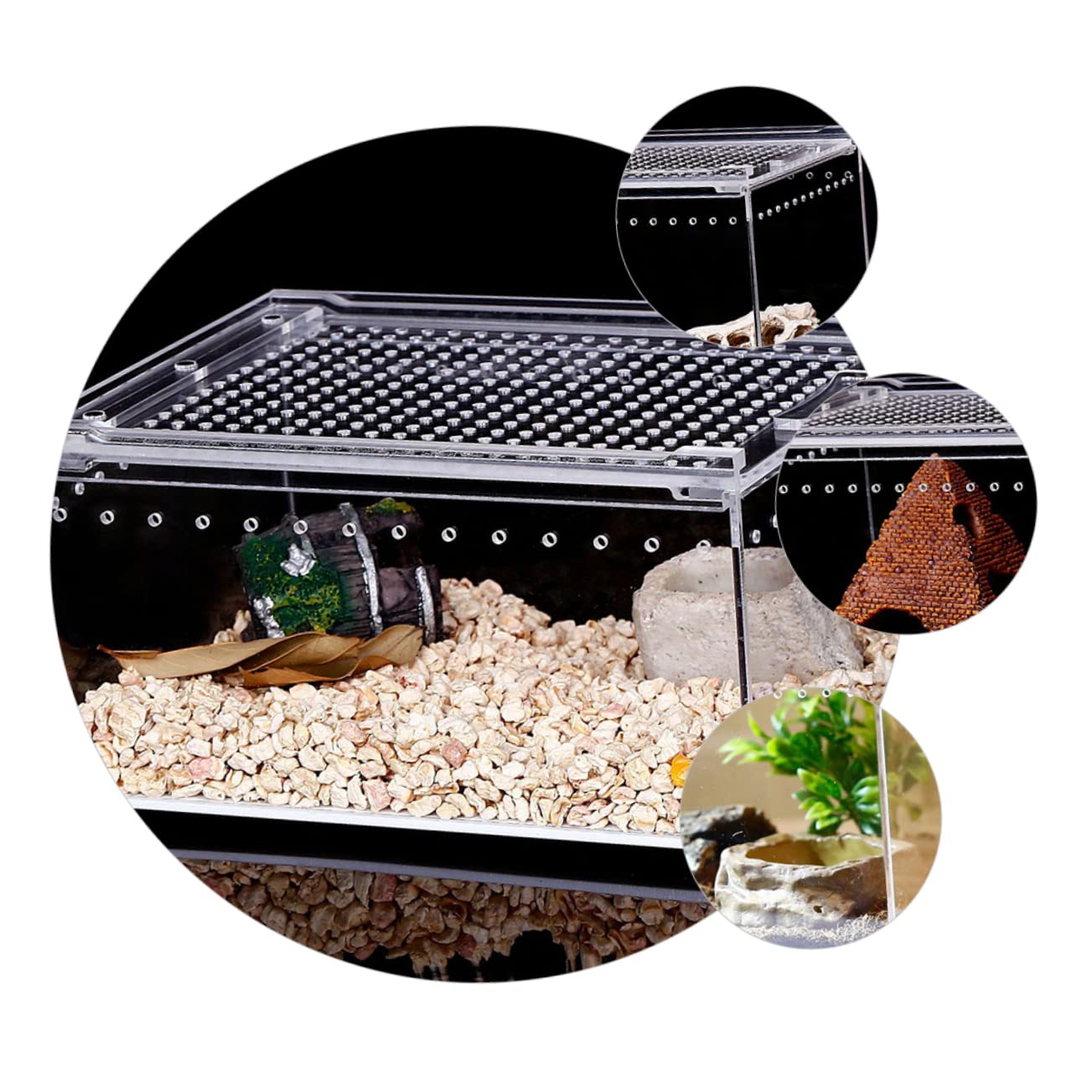 Reptilienzuchtbox aus Acryl Transparent, Auslaufsicher, EIN Stück | Montage, für Futtergabe und Sichere Haltung, Geeignet für Krabben und Schildkröten