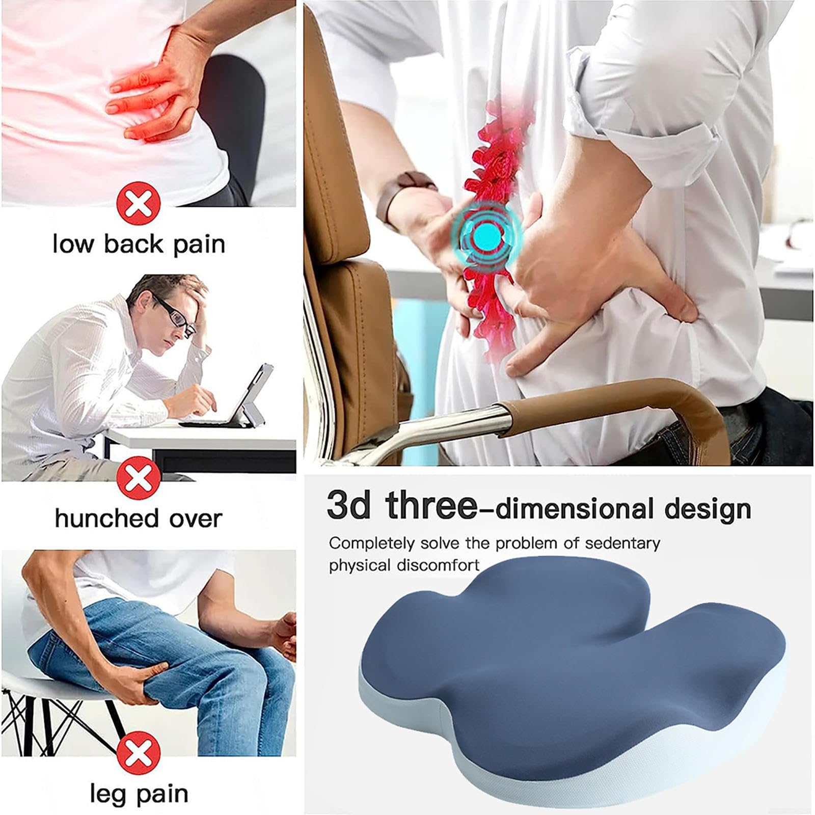 HAZARA Cojin Antiescaras Lavable Ergonómico Cojin Viscoelastico para Largas Horas Sentadas En La Oficina,Automóvil,B-Pink