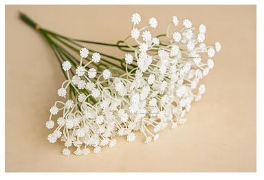 SPHINX Artificial Mini Baby's Breath Flower Sticks - Realistic Gypsophila Stems for Gifting, Home, Bedroom, Garden, Balcony (Height Approx. 29 cm) with 5 Forks per Stick - (20, White)