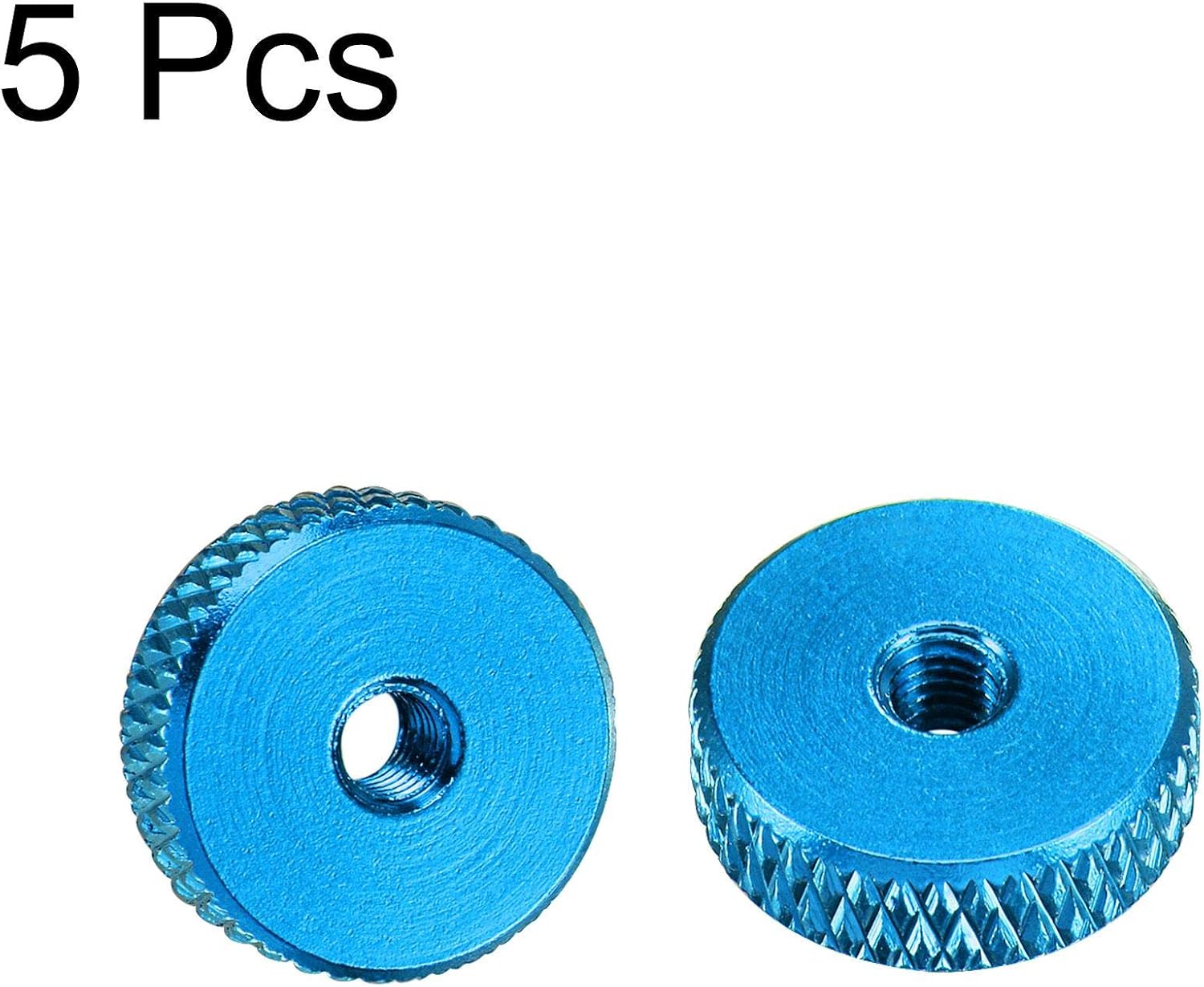 sourcing map Flat Knurled Nut - M3 x 12mm x 4mm Thumb Nuts Lock Adjusting Nuts Aluminum Alloy Blue 5Pcs - Image 4