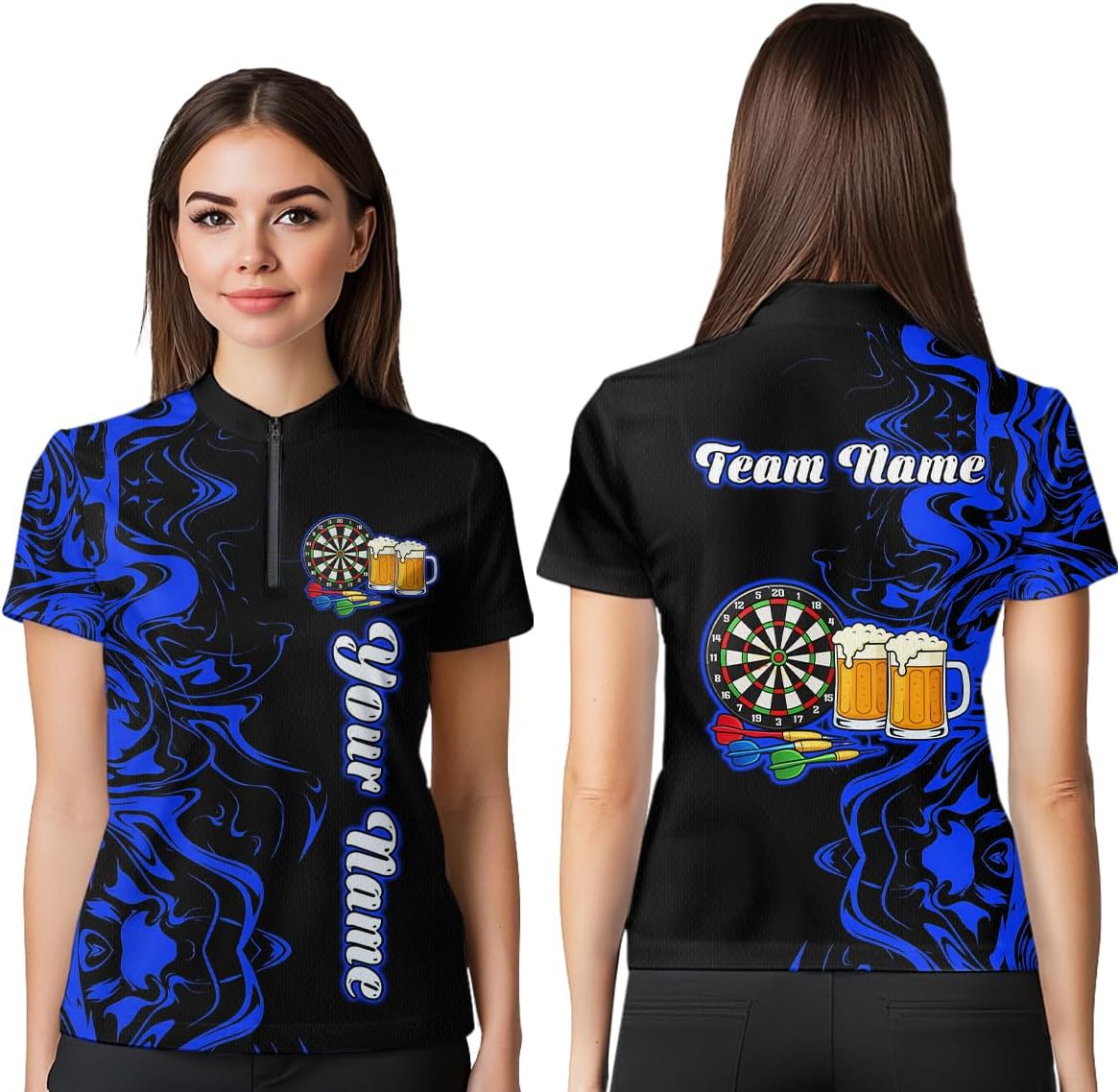 Colorful Beer Dart Shirt for Team Men Women Dart Shirts Custom Funny Beer Dart Jersey Dartboard Shirt Polo & Quarter Zip