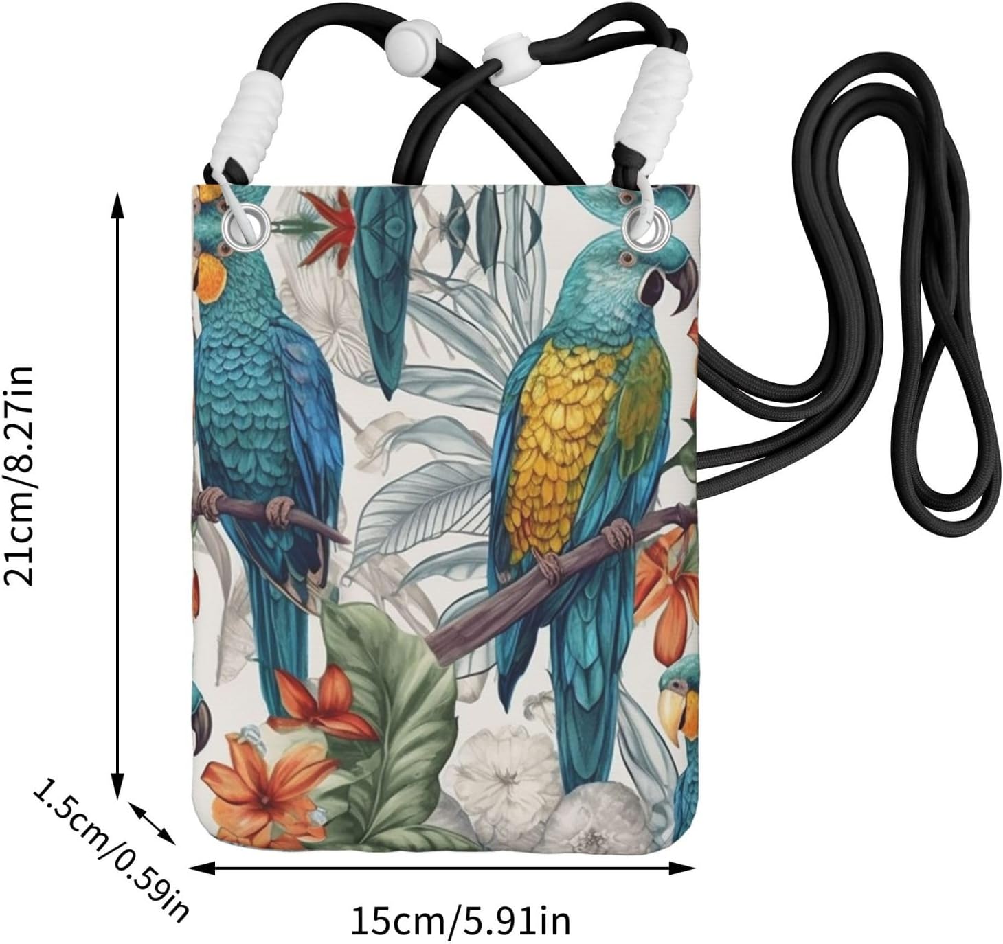 Small Crossbody Bags for Women Cell Phone Bag Mini Sling Bag Parrots on Branches Phone Purses Cellphone Wallet - Image 4