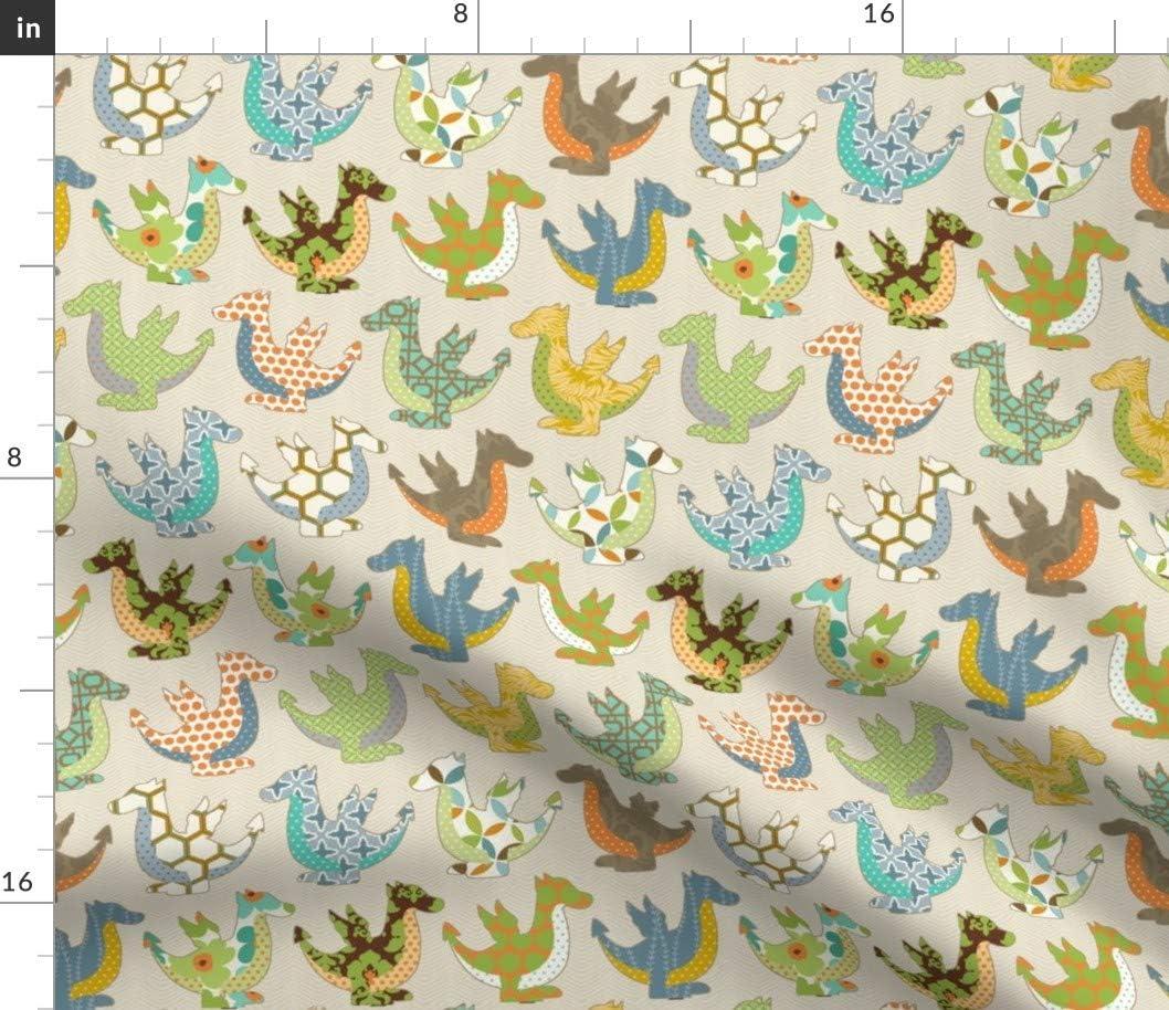 Spoonflower Fabric - Colorful Dragon Pink Nursery Fantasy Printed on Petal Signature Cotton Fabric by The Yard - Sewing Quilting Apparel Crafts Decor