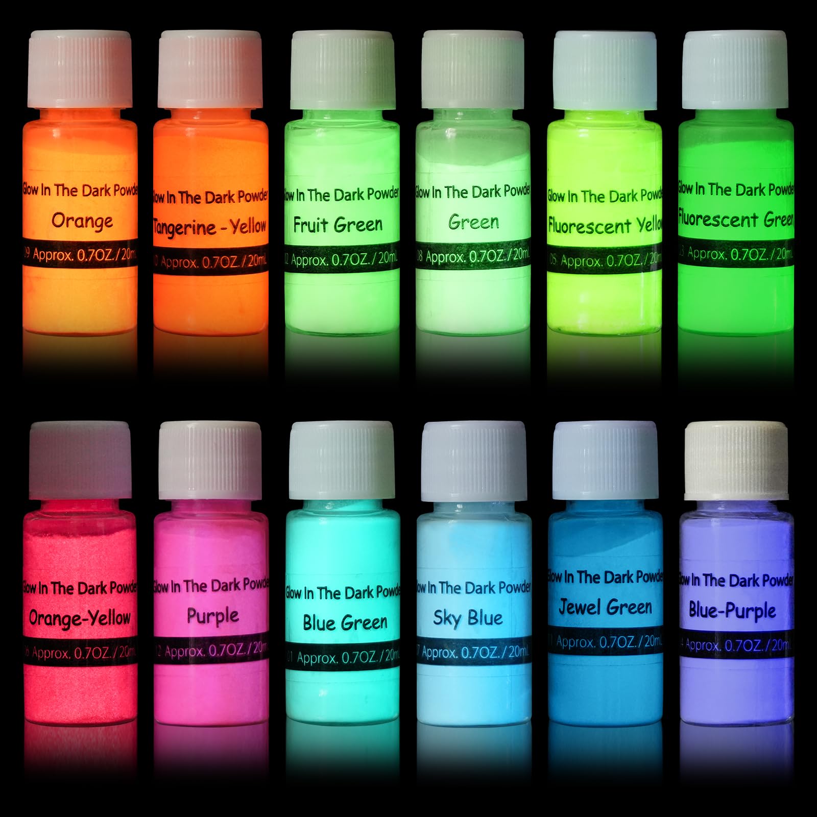 SEISSO Peinture Fluorescente 12 Couleurs - Poudre Mica Lumineuse 240g | Avec Lampe UV | Pour Résine Et DIY
