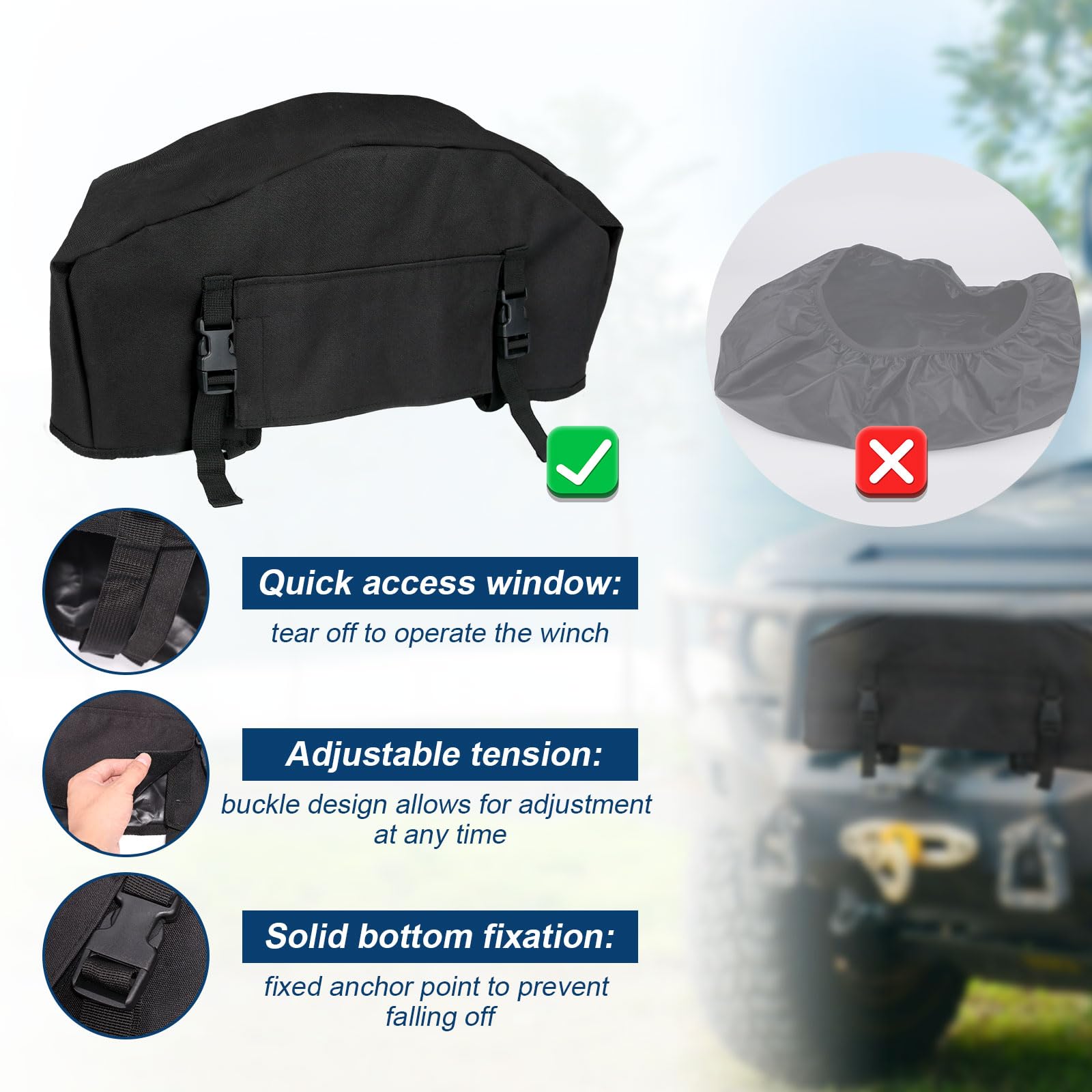 Housse de Protection Treuil, Robuste et Étanche Résistante aux Intempéries et à la Poussière Jusqu'à 12 000lb pour Une Utilisation en Intérieur en Extérieur