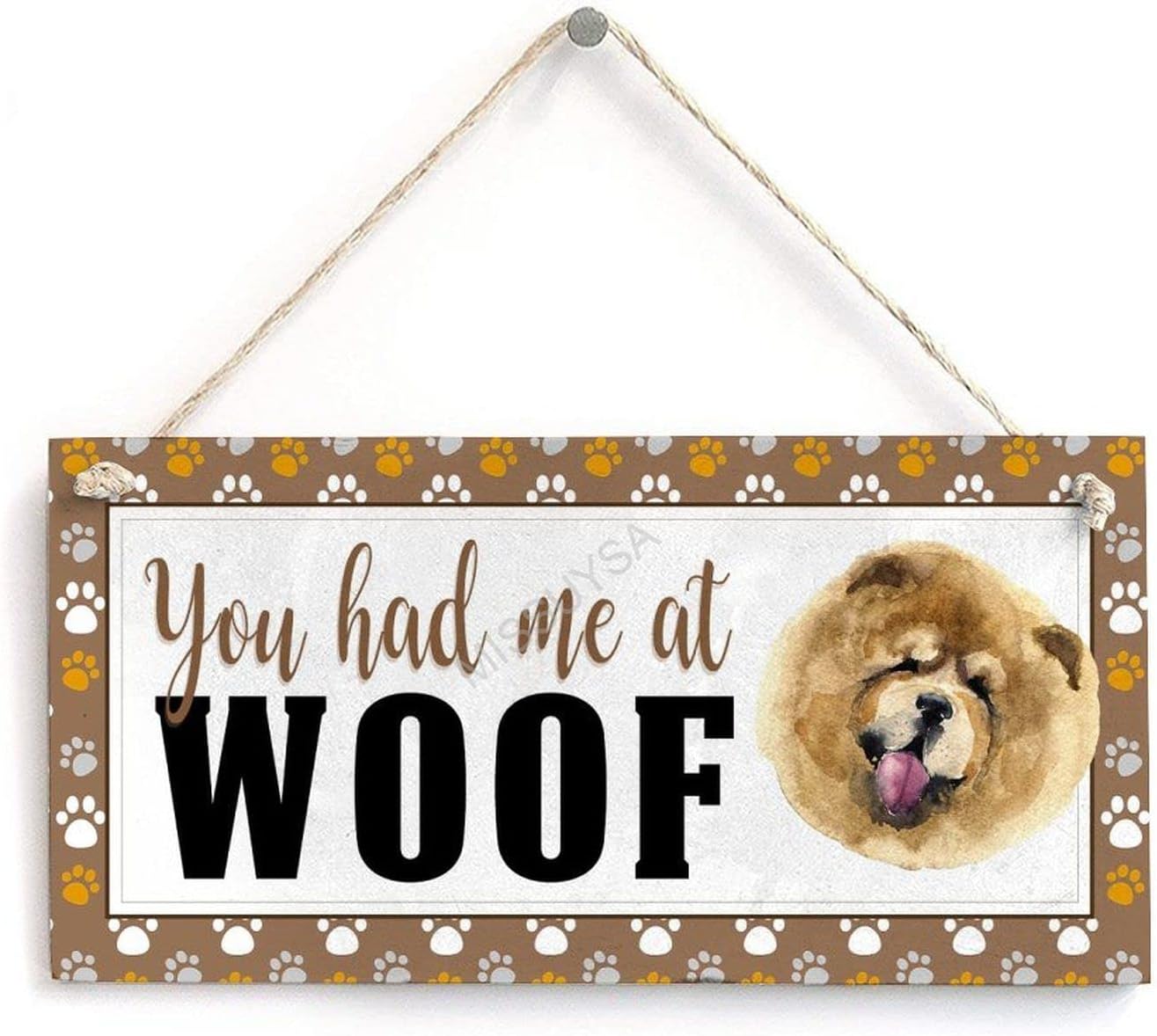 Wooden Signs, Rustic You Had Me at Woof Sign Plaque Pianted Paw Prints Decor Garden Outdoor Wall Art 10"x20",