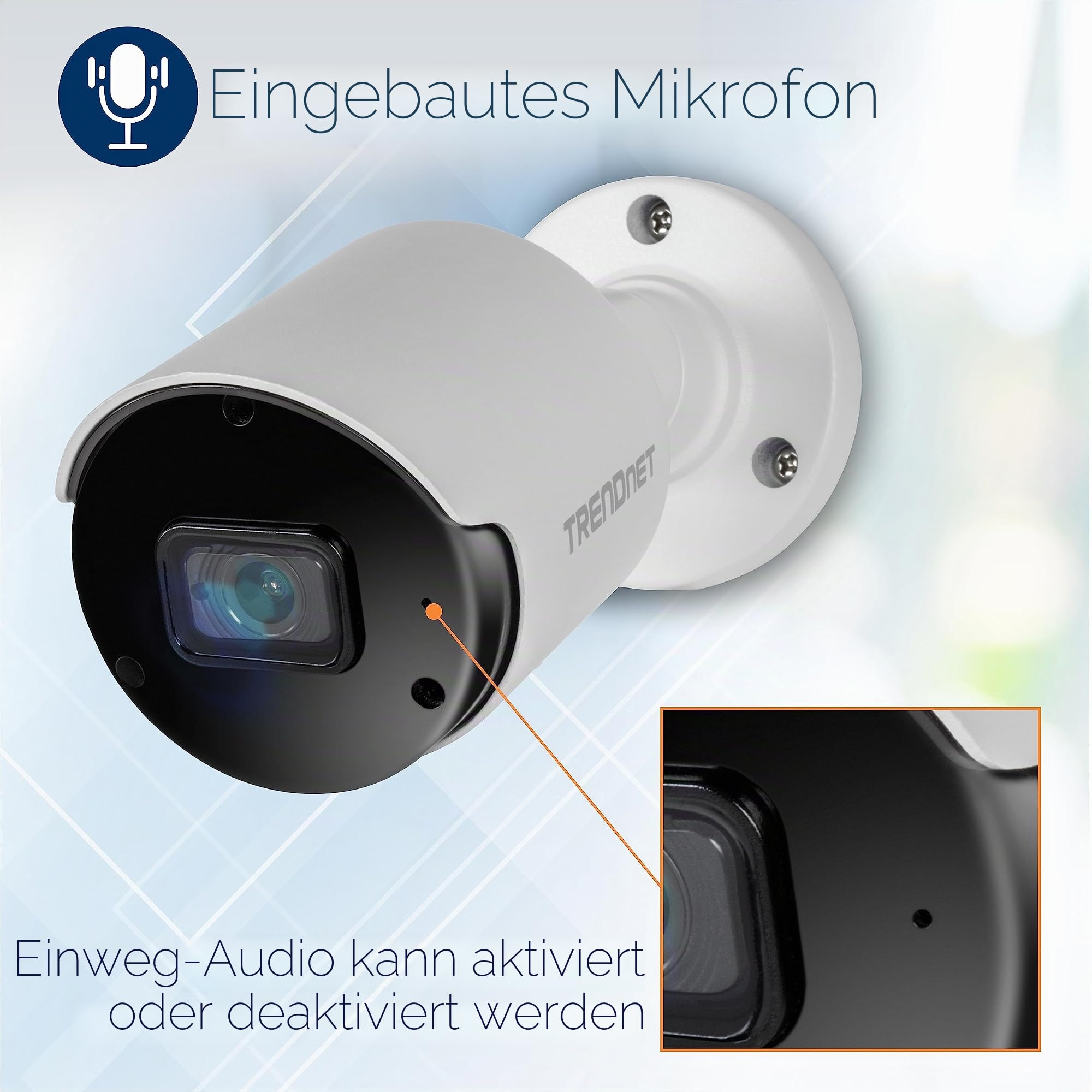 TRENDnet, TV-IP1514PI, Indoor Outdoor 5 MP H.265 PoE Bullet-Netzwerkkamera, IR-Nachtsicht bis zu 30 m (98 ft), Sicherheitsüberwachungskamera, microSD-Kartensteckplatz (bis zu 256 GB), Weiß