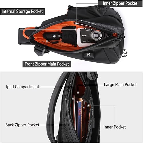 Miniatura 5 de Bolso bandolera antirrobo para hombres y mujeres, mochila pequeña con un hombro, bolsa de pecho y mochila resistente al agua, Mochilas Sling