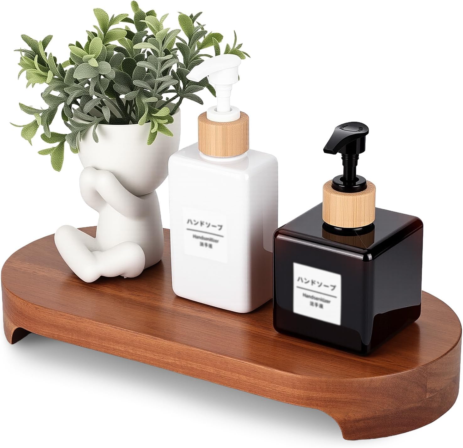 Acacia Wood Risers for Decor Display, Bathroom Counter Decorative Tray, Soap Dish Risers, Pedestal Stand for Bottles,Candle,Plant, Counter Decor for Vanity. (Nature L)