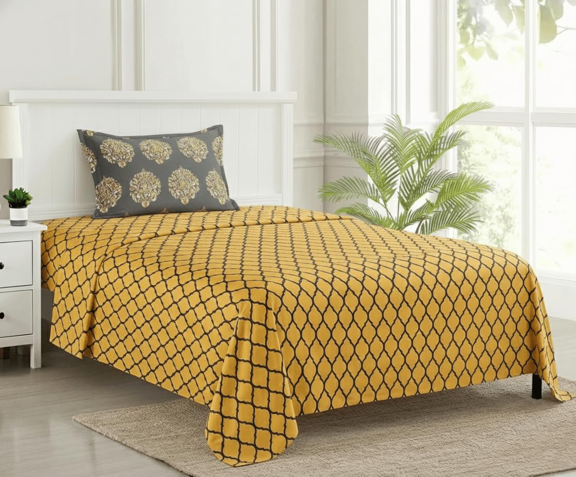 Trance Home Forest Green Cotton Queen Bedsheet Set -18