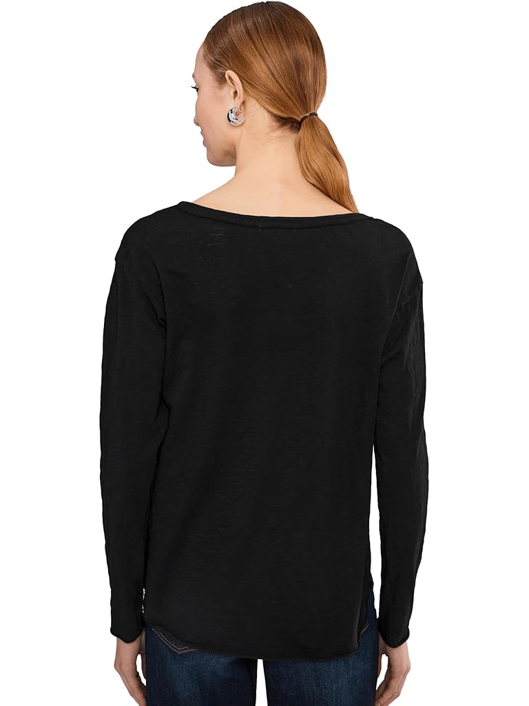 Black Mod-o-doc Long Sleeve Shirttail Pocket Tee