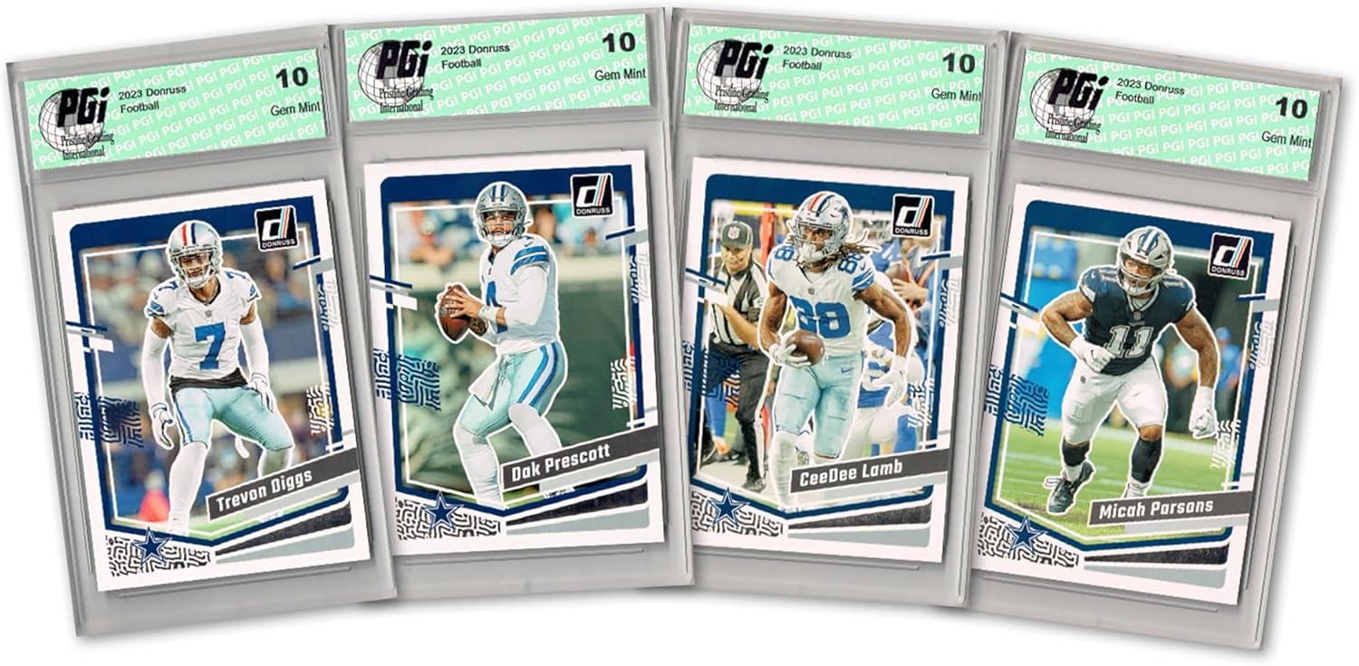 4) Dallas Cowboys PGI 10 Donruss Football 2023 Graded Trading Card Team Set