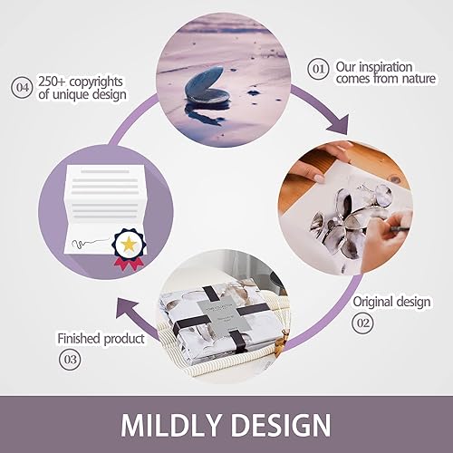 Miniatura 4 de MILDLY Fundas de edredón tamaño Queen, 100% algodón de fibra larga, suave y transpirable, juego de funda de edredón abstracta con pintura de