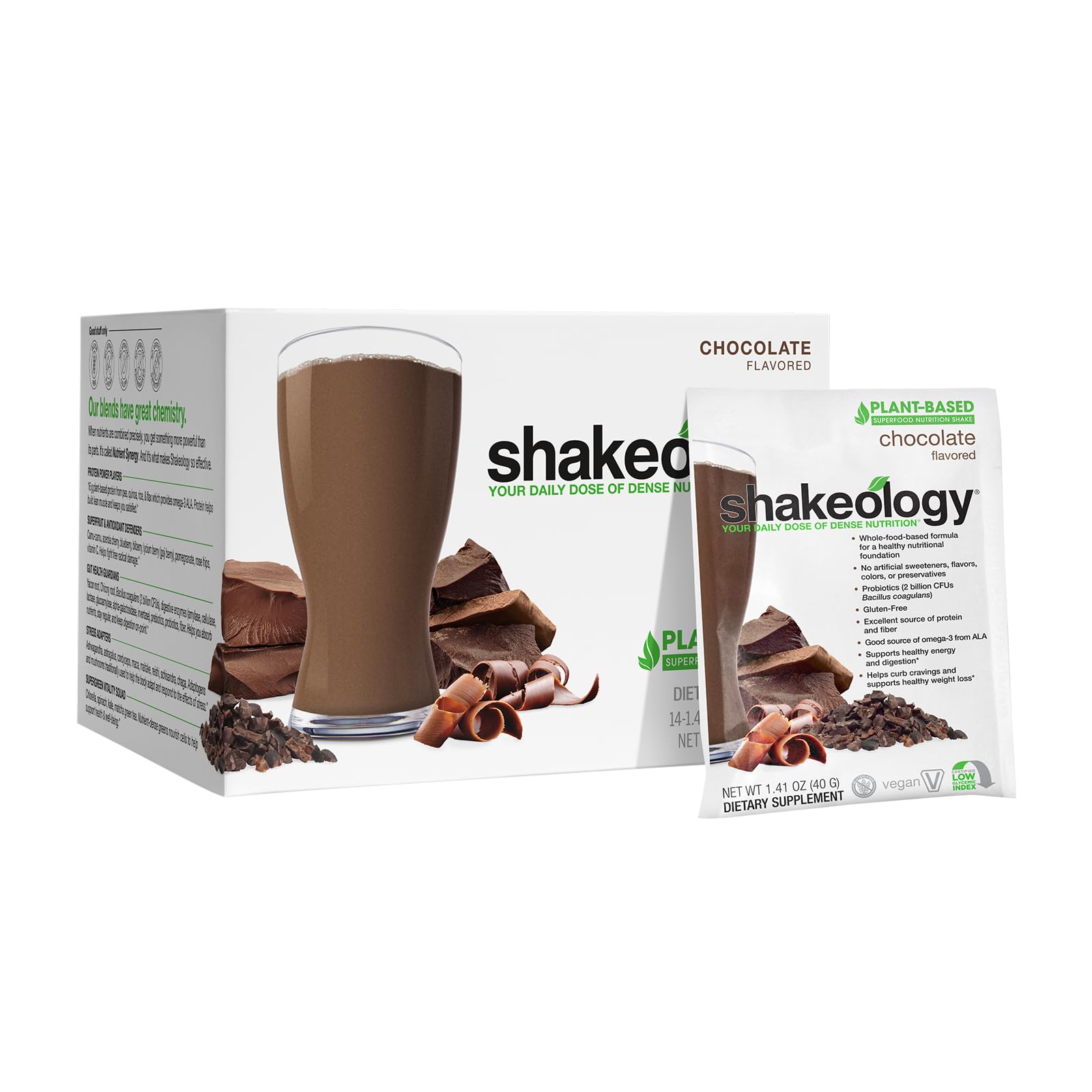 Sponsored Ad - BODi Shakeology Plant-Based Vegan Protein Powder – Gluten-Free Superfood Shake with Vitamins & Minerals – Helps Support Healthy Weight Loss & Gut Health, Chocolate, 14 Individual Packets