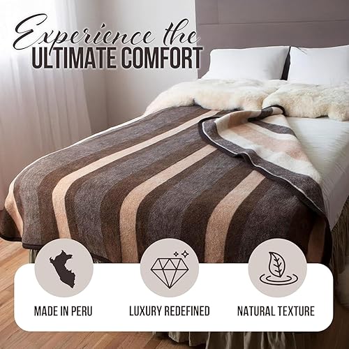 Miniatura 6 de Desert Breeze Distributing Manta 100% natural de alpaca y lana merina, colección andina, manta tamaño individual, gruesa, suave y cálida, manta