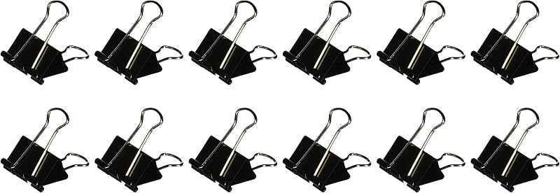 International Corp. 99050 Binder Clips,Medium,1-1/4-Inch Wide,5/8-Inch Cap, 12/BX, Black/Silver