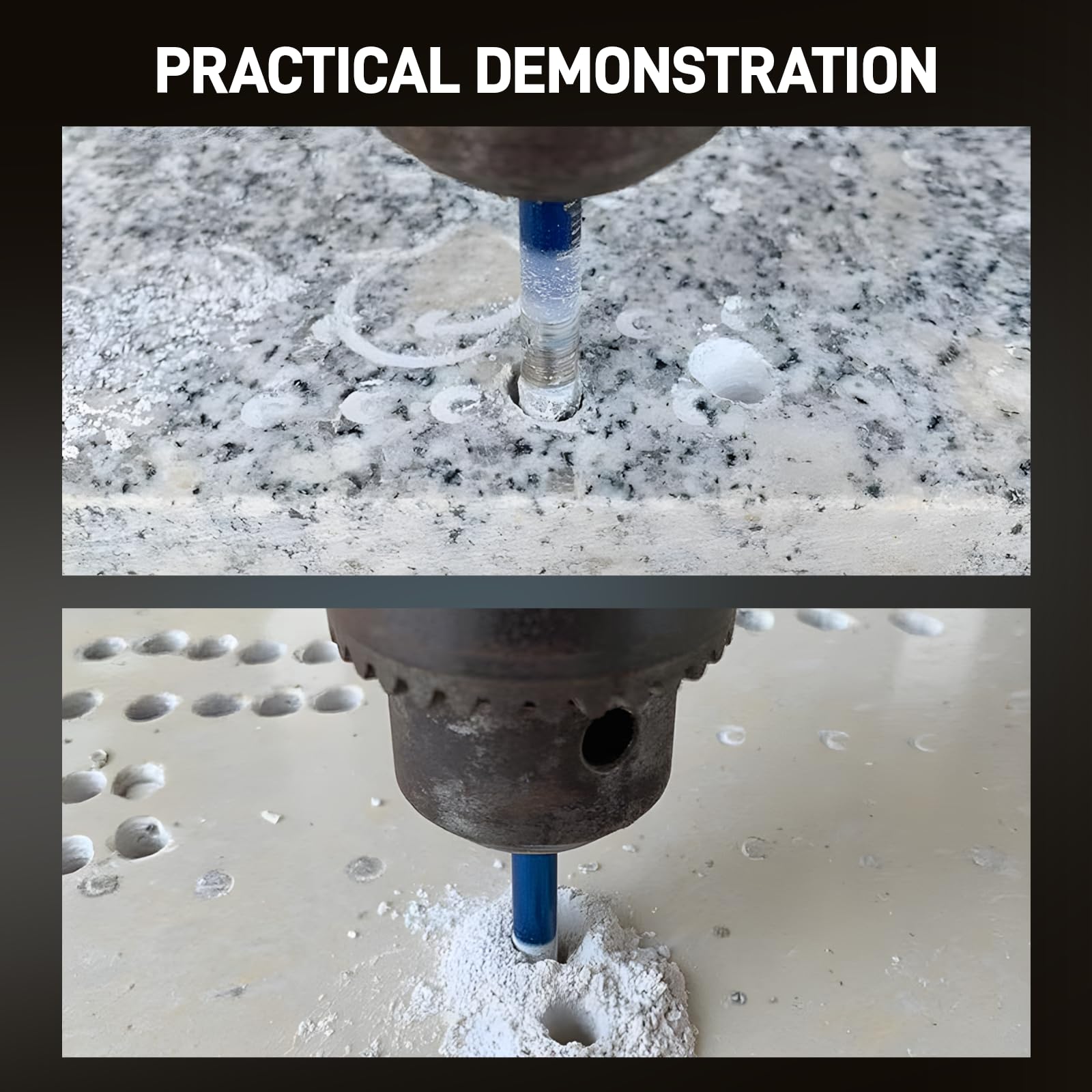 Punte Diamantate Gres Porcellanato, Durezza Elevata, Foratura a Secco per Vetro, Marmo, Granito, Quarzo, Ceramica e Ceramica (6/6/8/10/12/mm)