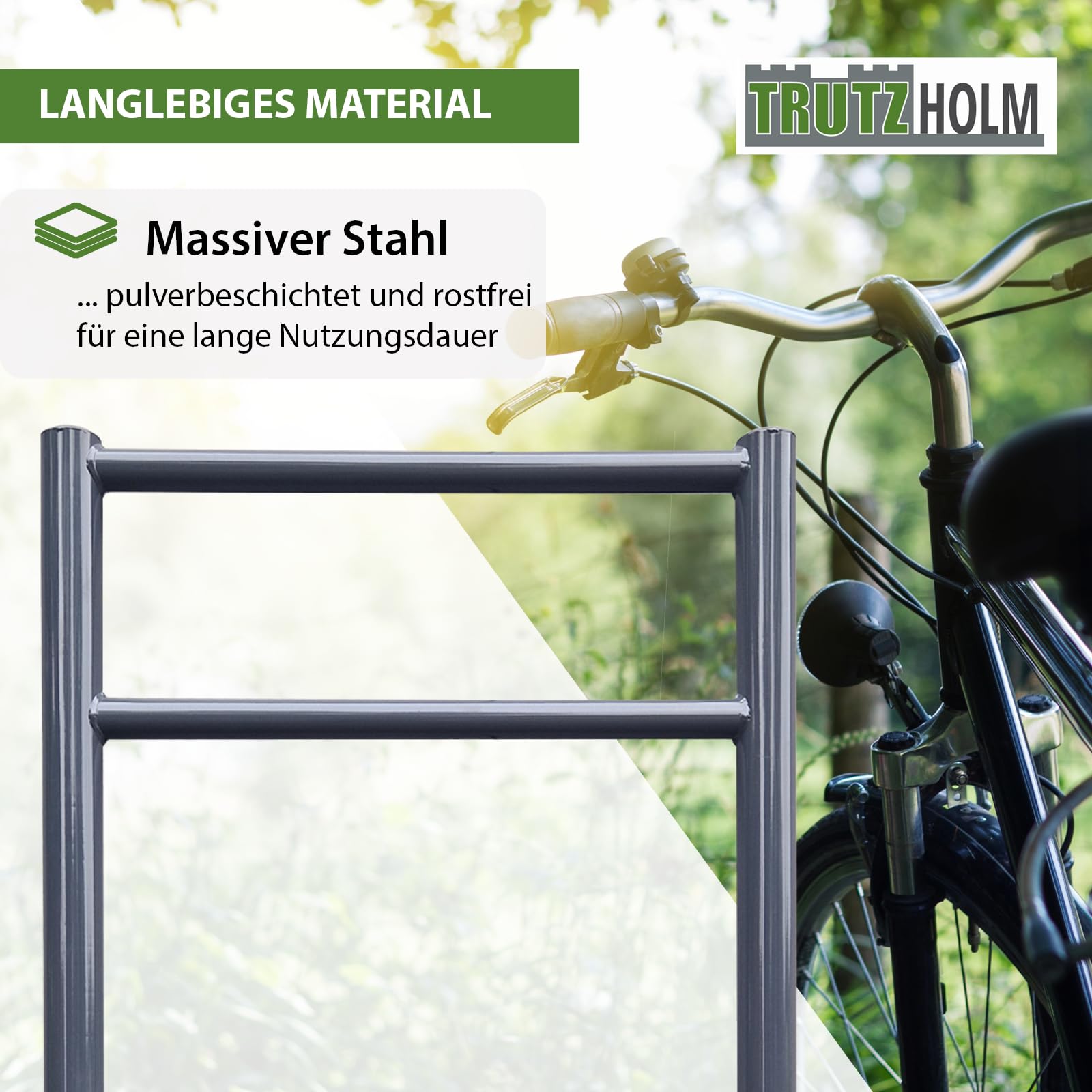 TRUTZHOLM Fahrradanlehnbügel mit Knieholm 115x75 cm Stahl pulverbeschichtet Ø 60 mm Anlehnbügel zum Einbetonieren Fahrradbügel Fahrradständer Parker Diebstahlsicherung Fahrrad Anlehner in Anthrazit