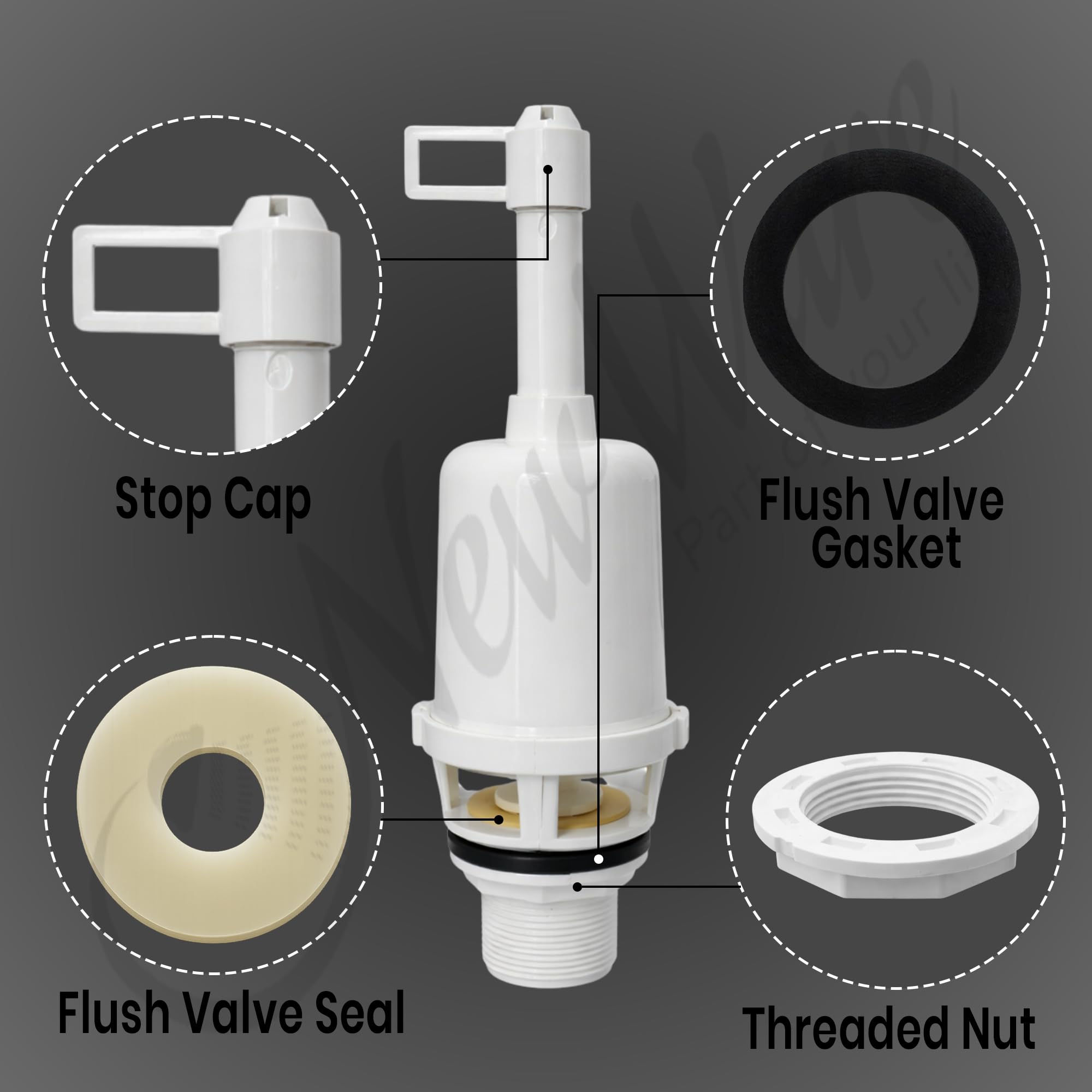 New Ware Syphon with Coupler | PVC Material Type | for Flush Tank/Water Filling Valve Parts Toilet Flush Valve for Toilet Tank 1