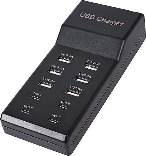 Miniatura 8 de Cargador USB, estación de carga USB de 50 W con 10 puertos (6 puertos USB-A y 4 puertos USB-C) compatible con iPhone 1514131211X876 teléfonos,