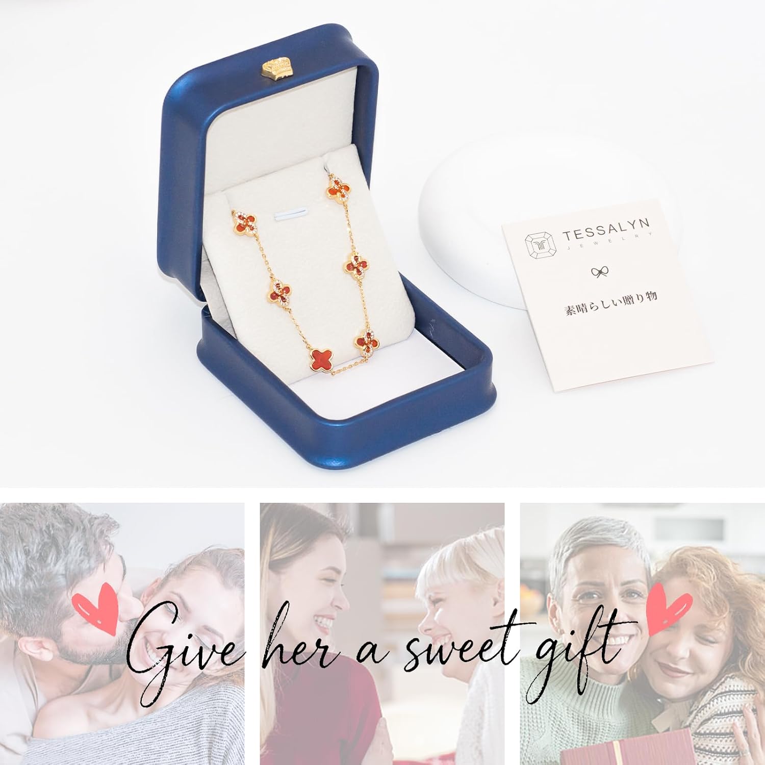 18K Gold Plated Clover Bracelet for Women, Hollow Four Leaf Clover Bracelet, Cross Flower Chain, Jewelry Gift for Birthday and Valentine's Day with Gift Box