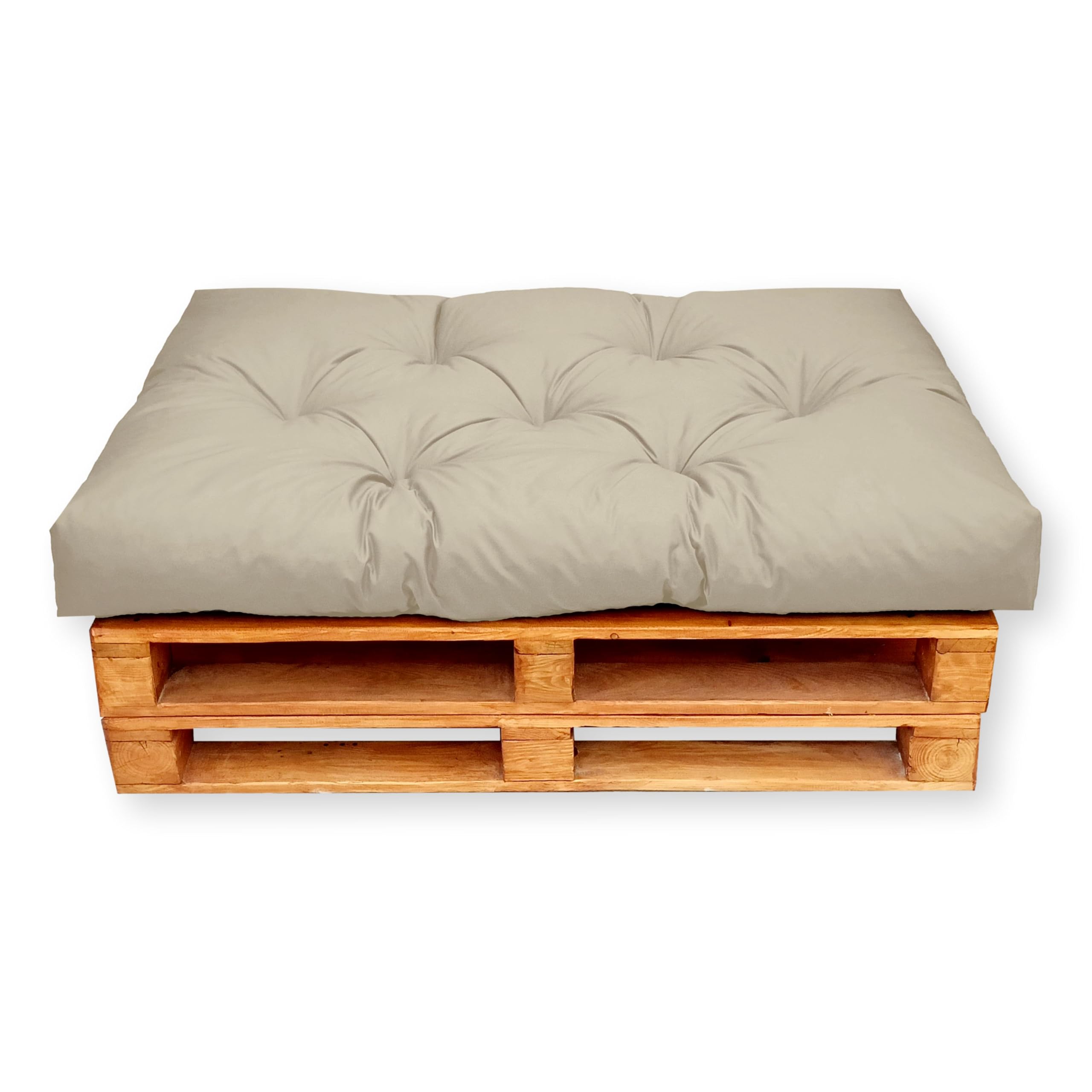 4L Textil Palettenkissen waschbar Palettenauflagen Outdoor Europaletten Sitzkissen Rückenlehne Sitzkissen Seitenkissen wetterfest (Set (Sitzkissen 120x80 + Rücklehne 120x40), Beige Uv-beständig)