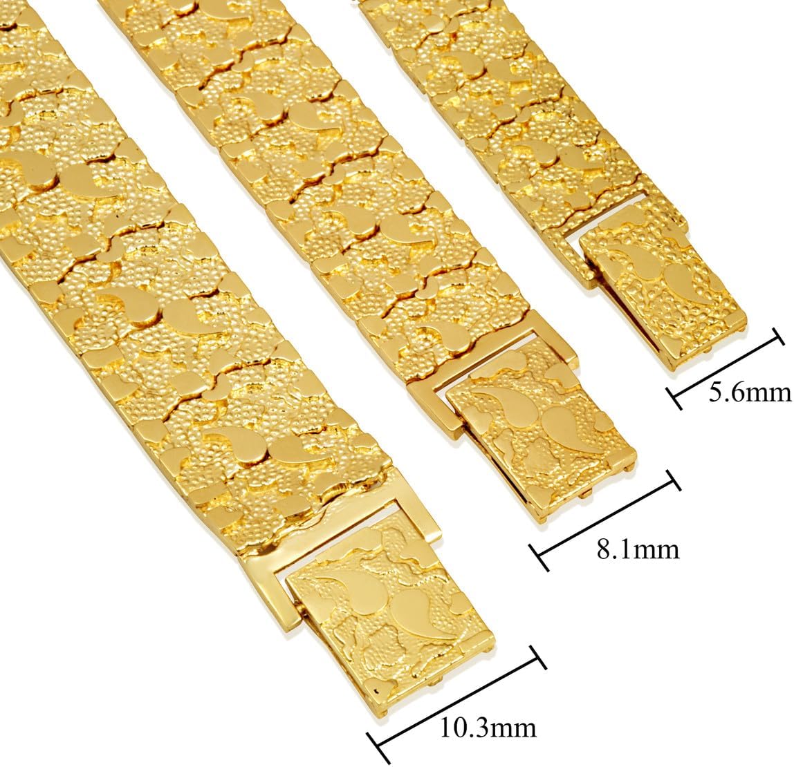 Solid 10k Gold Textured-Style Nugget Bracelet