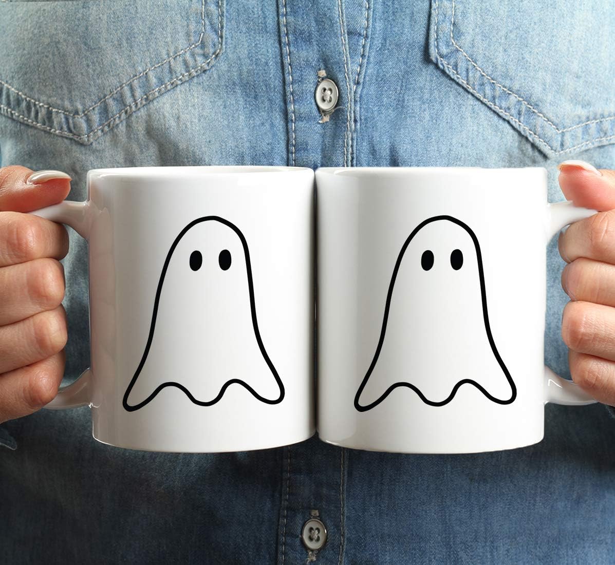 Andaz Press Funny Halloween 11oz. Ceramic Coffee Tea Mug Gift, Boy Ghost Graphic, 2-Pack, Gay Wedding Gift Ideas Boyfriend Birthday Christmas Gift Ideas