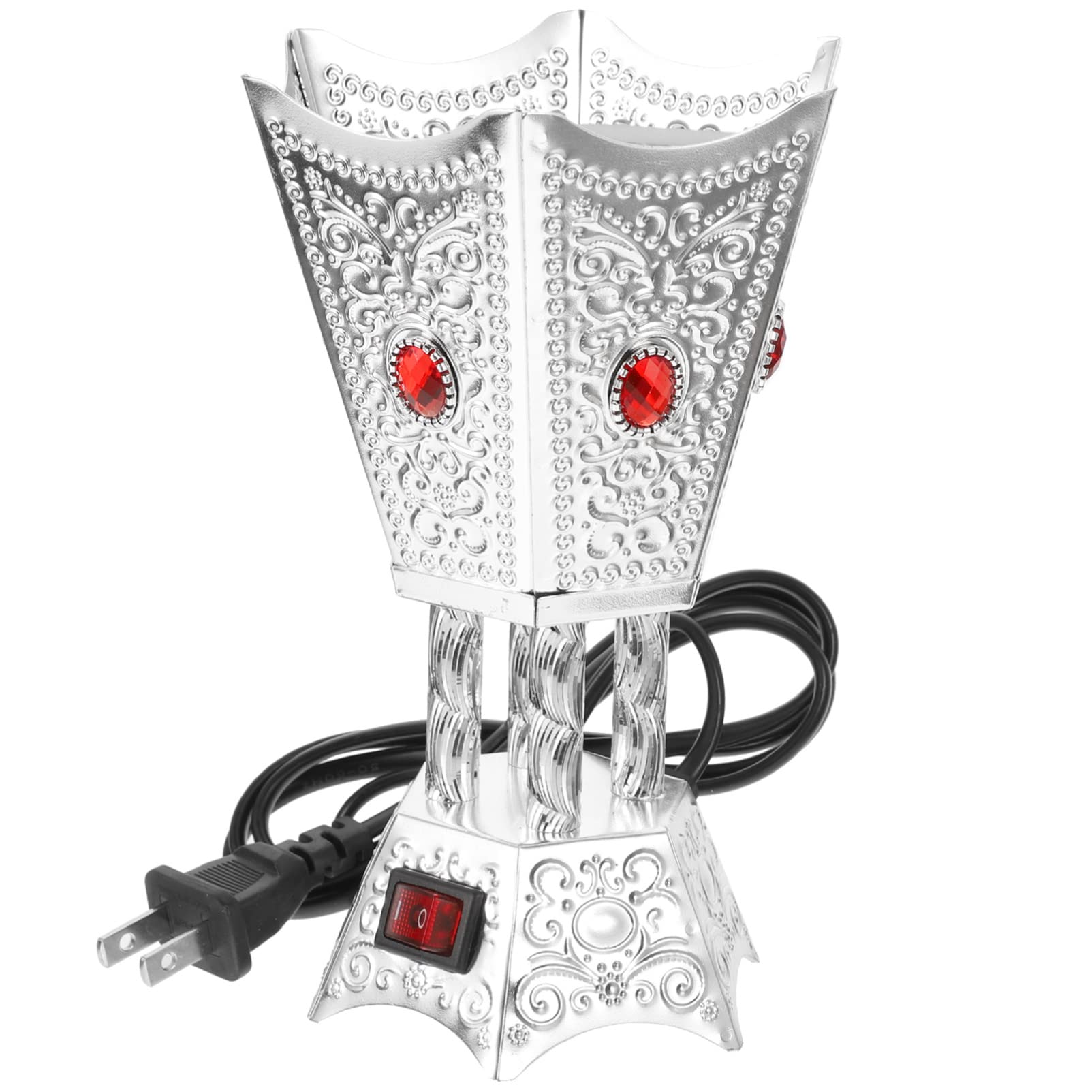 Bakhoor Electric Incense Burner Middle Eastern Style Tabletop Electric Censer Censer Metal Incense Burner for Home Office Yoga Spa Decor Silver
