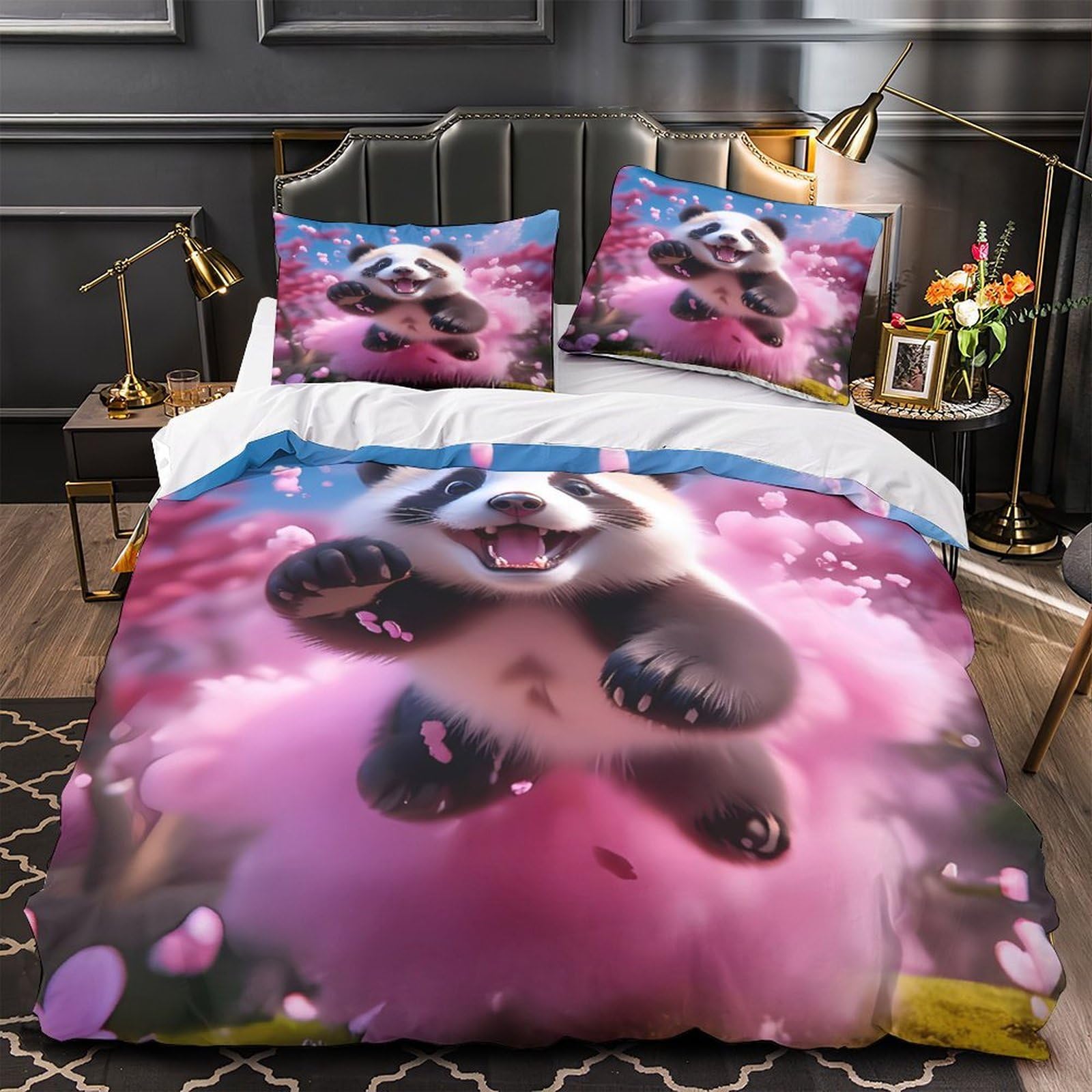 Housse de couette panda 135x200cm pour créer un nid douillet et amusant aux ados