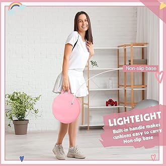 Sawysine 12 Pcs Floor Cushions Classroom Flexible Floor Seating with Handle for Kids in Home School Classroom Kindergarten Daycare Nursery (Pastel Color,Round)