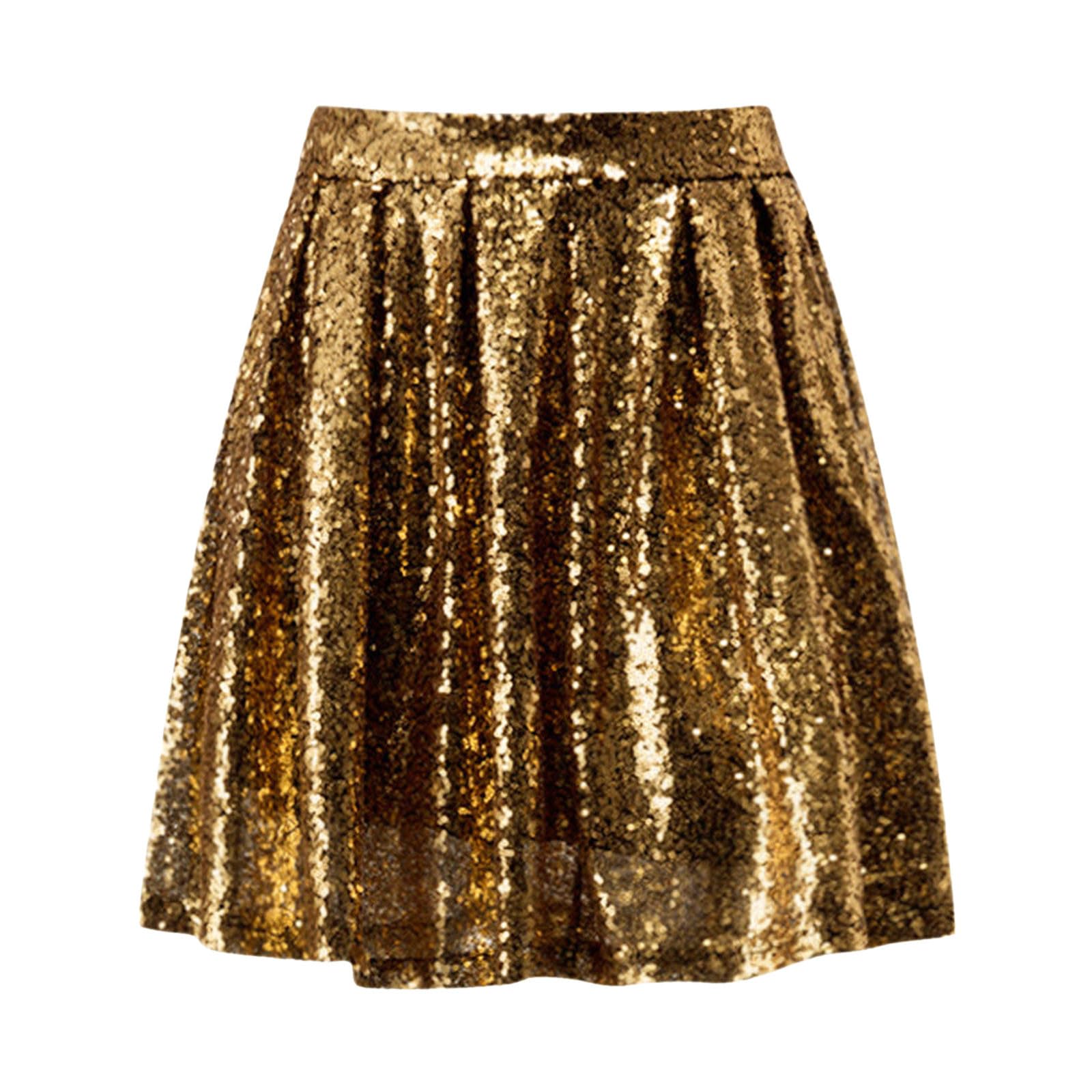 Pailettenrock Für Damen Glitzer Rock Silber Metallischer Faltenrock Metallic Röcke Minirock Pailletten Rock Glitzerrock Pailettenrock Für Damen Karneval Kostüm Festival Disco Outfit