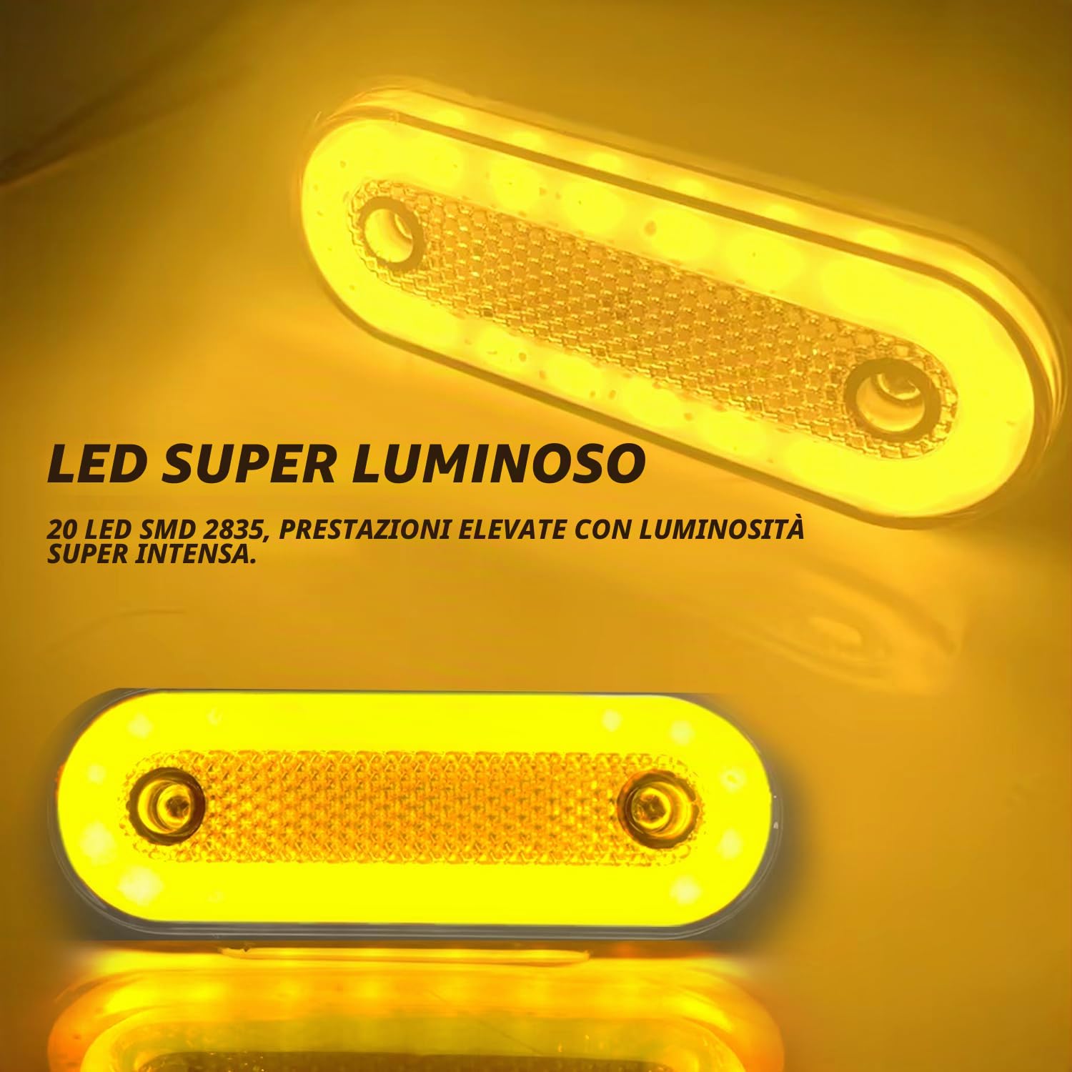 10PCS Luci Posizione LED Luci Laterali per Auto 12-24V Indicatori Laterali Luce 20 LED Luci di Avvertimento del Rimorchio Laterale Luci per Telaio Rimorchio Camion Caravan (Ambra)