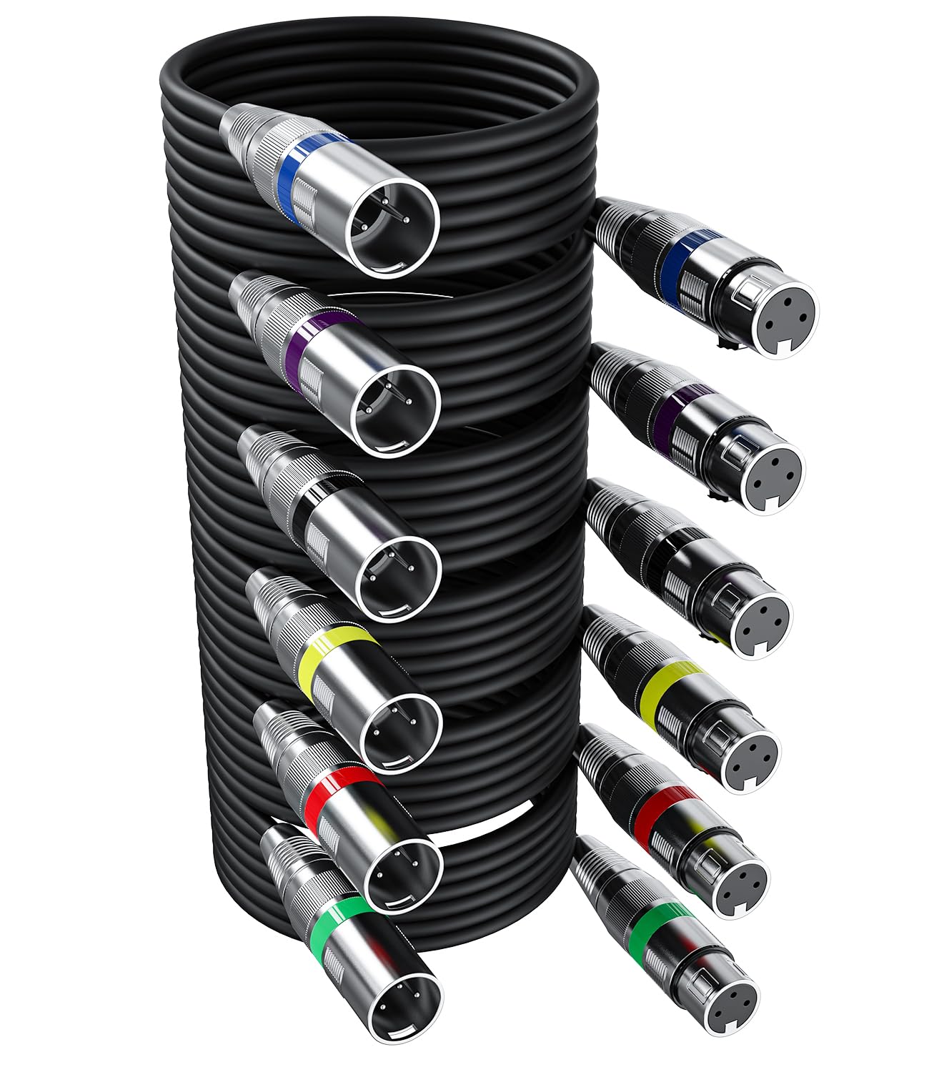 Xespis 6 Pack Câble XLR DMX 5M, 3 Broches Mâle Femelle, Connecteur Audio 3 Pins Pour Microphone et Contrôleur