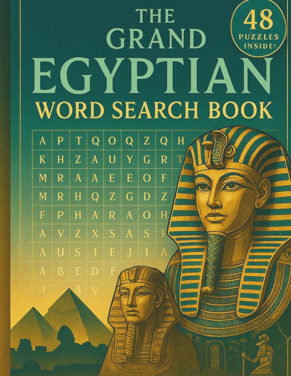 The Grand Egyptian Word Search Book: 48 captivating Word Search puzzles exploring pharaohs, gods, pyramids, artifacts-a historical journey for all ages.